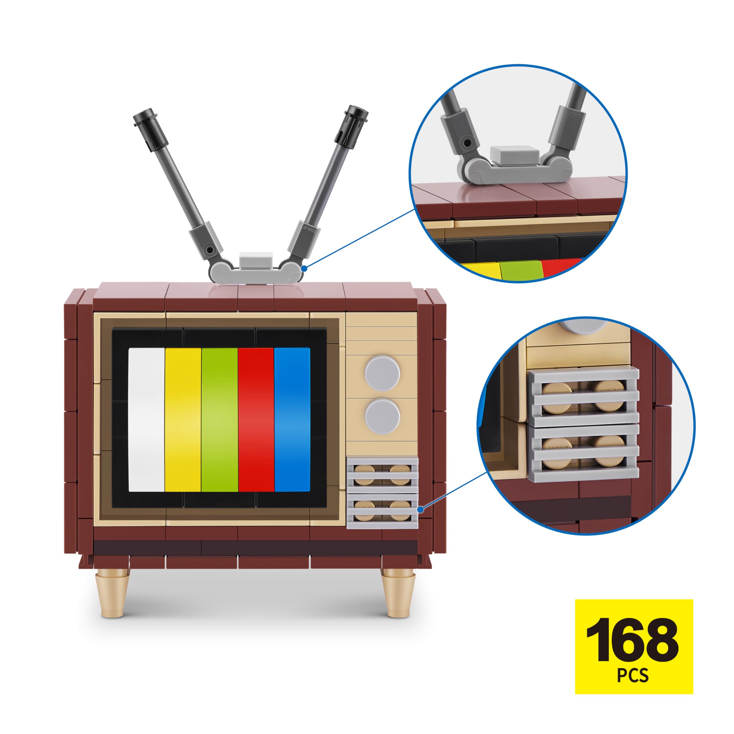 MAX Premium Retro Building Bricks - Television Model 83185H Building Set for Ages 3+ 5