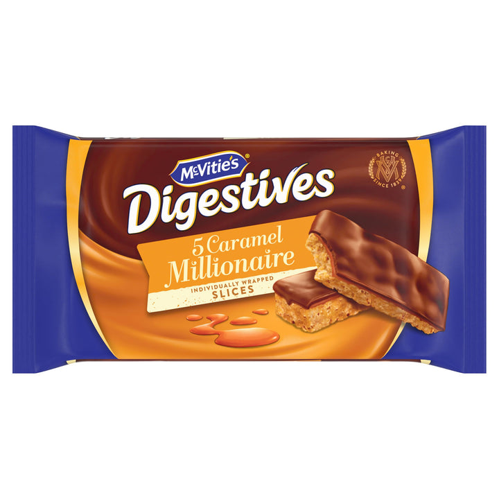 McVitie's Digestive Caramel Millionaire Individually Wrapped Slices, 5 Pack