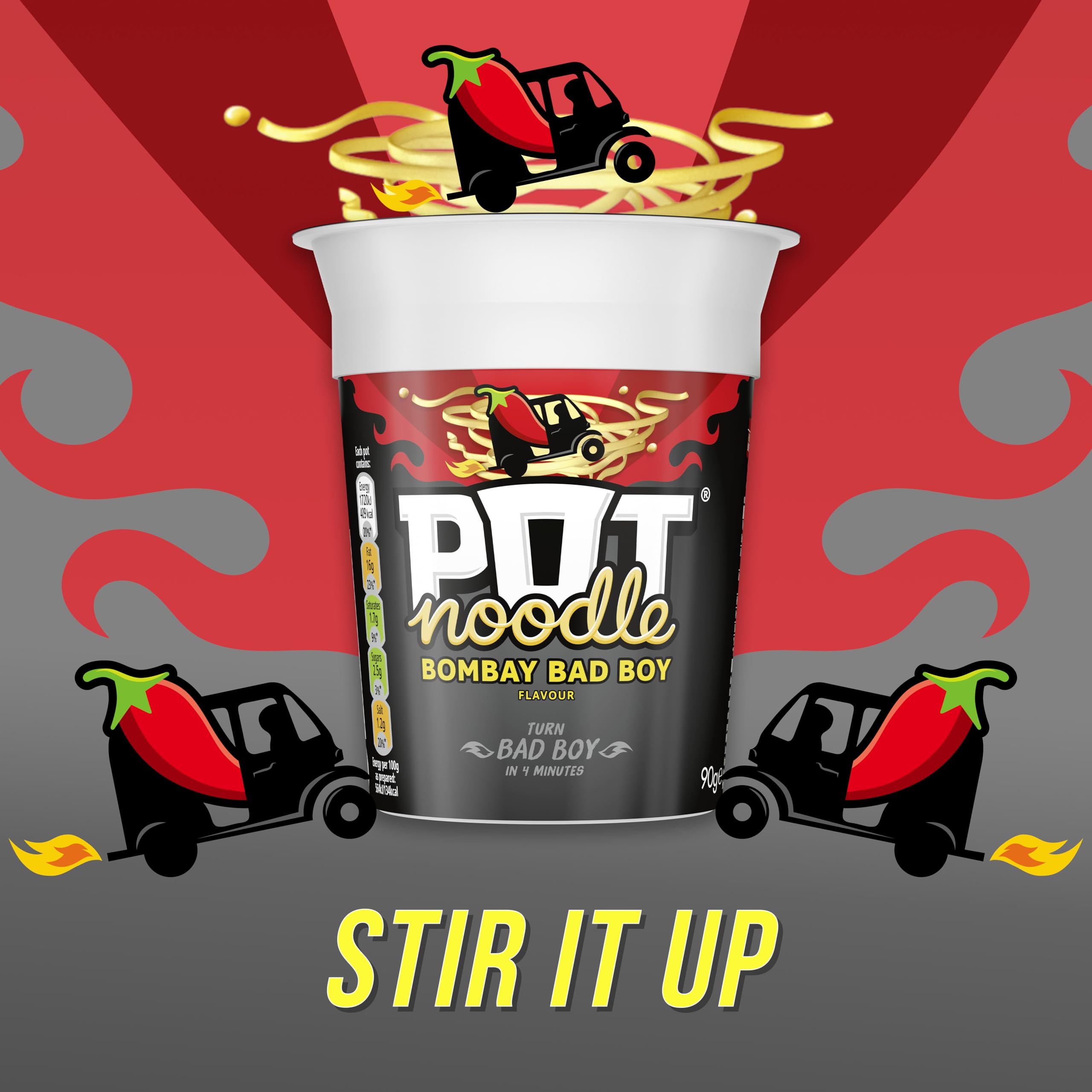 Pot Noodle Bombay Bad Boy Instant Vegan Noodles - Standard Pot 90g | Ready in 4 Mins 3