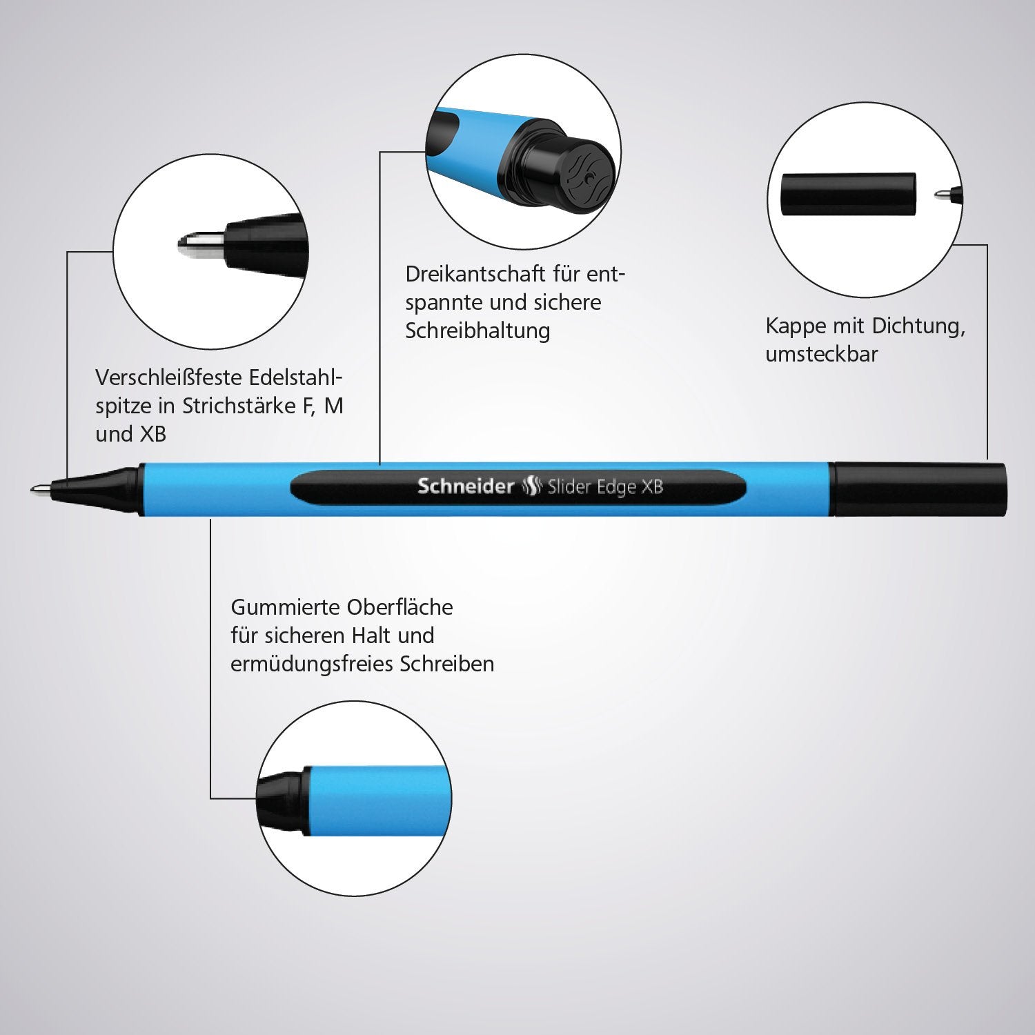 Schneider Edge Viscoglide Ballpoint Pen - Medium Point, Black Ink, 83% Recycled Plastic Body | Pack of 10 5