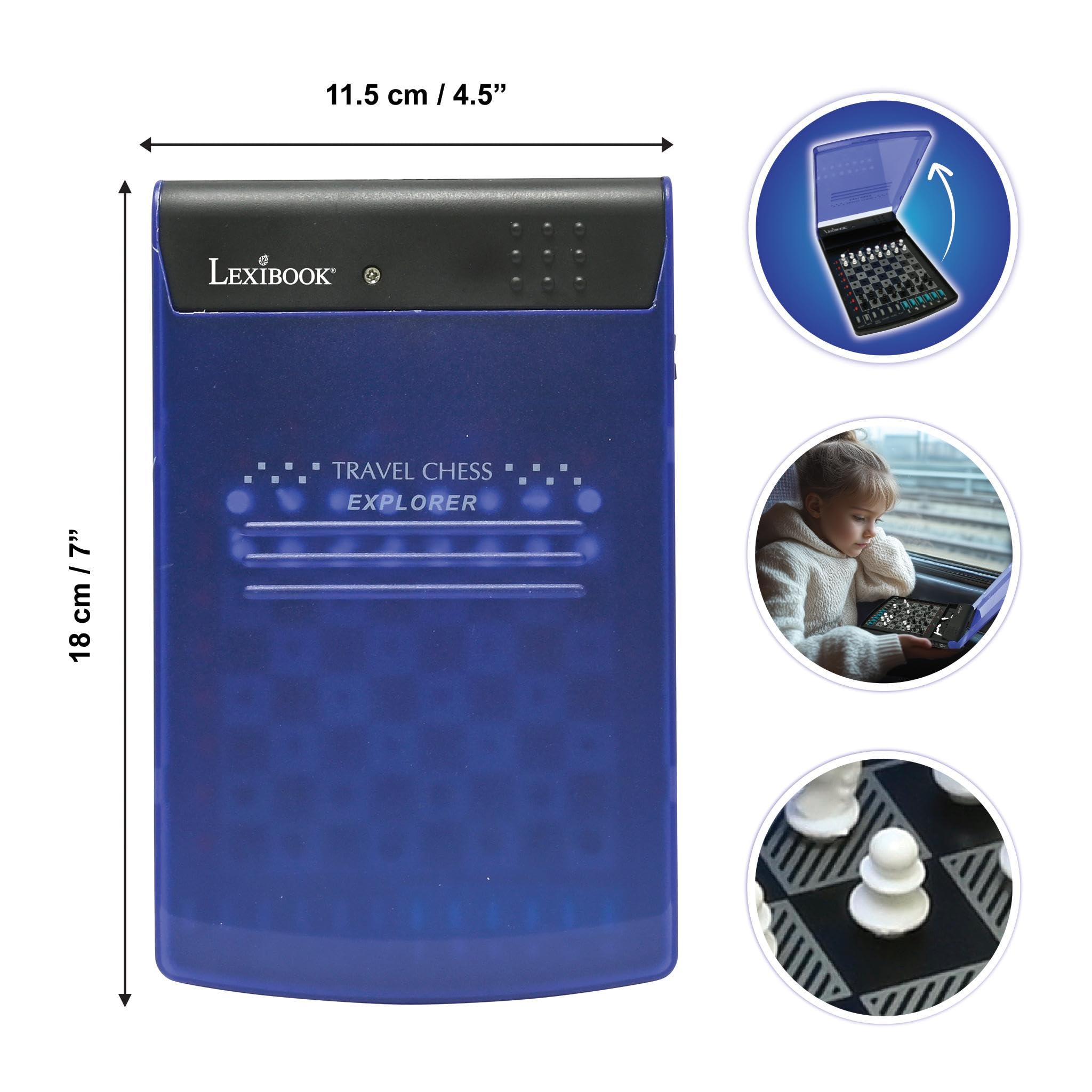LEXIBOOK Electronic Travel Chess Set with 32 Pieces and 64 Difficulty Levels