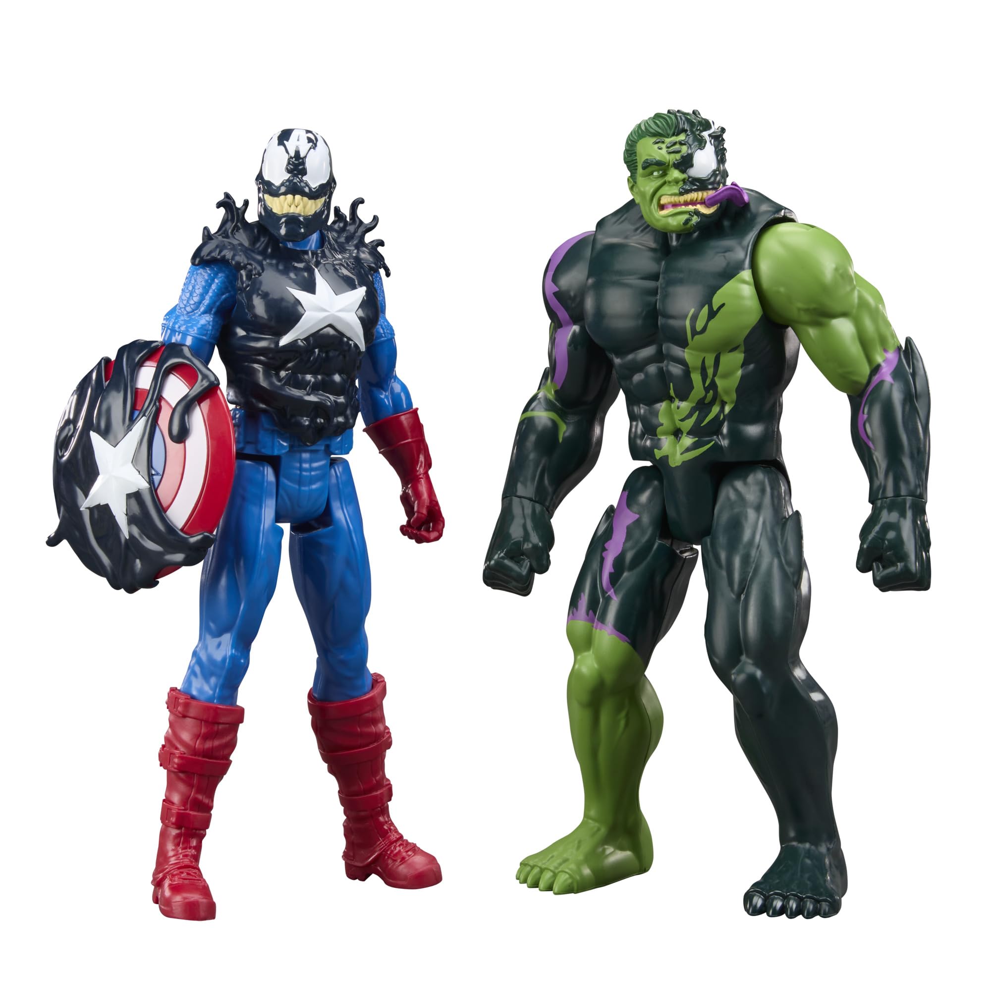 Marvel Avengers VenomVersus Titan Hero Series Venomized Captain America & Hulk 30-cm Action Figures 12