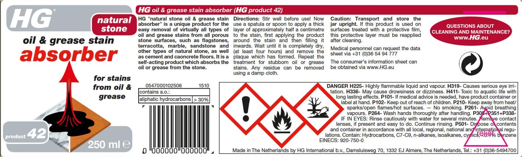 HG - Tile and Natural Stone Oil and Grease Absorber 42 (250ml) 13