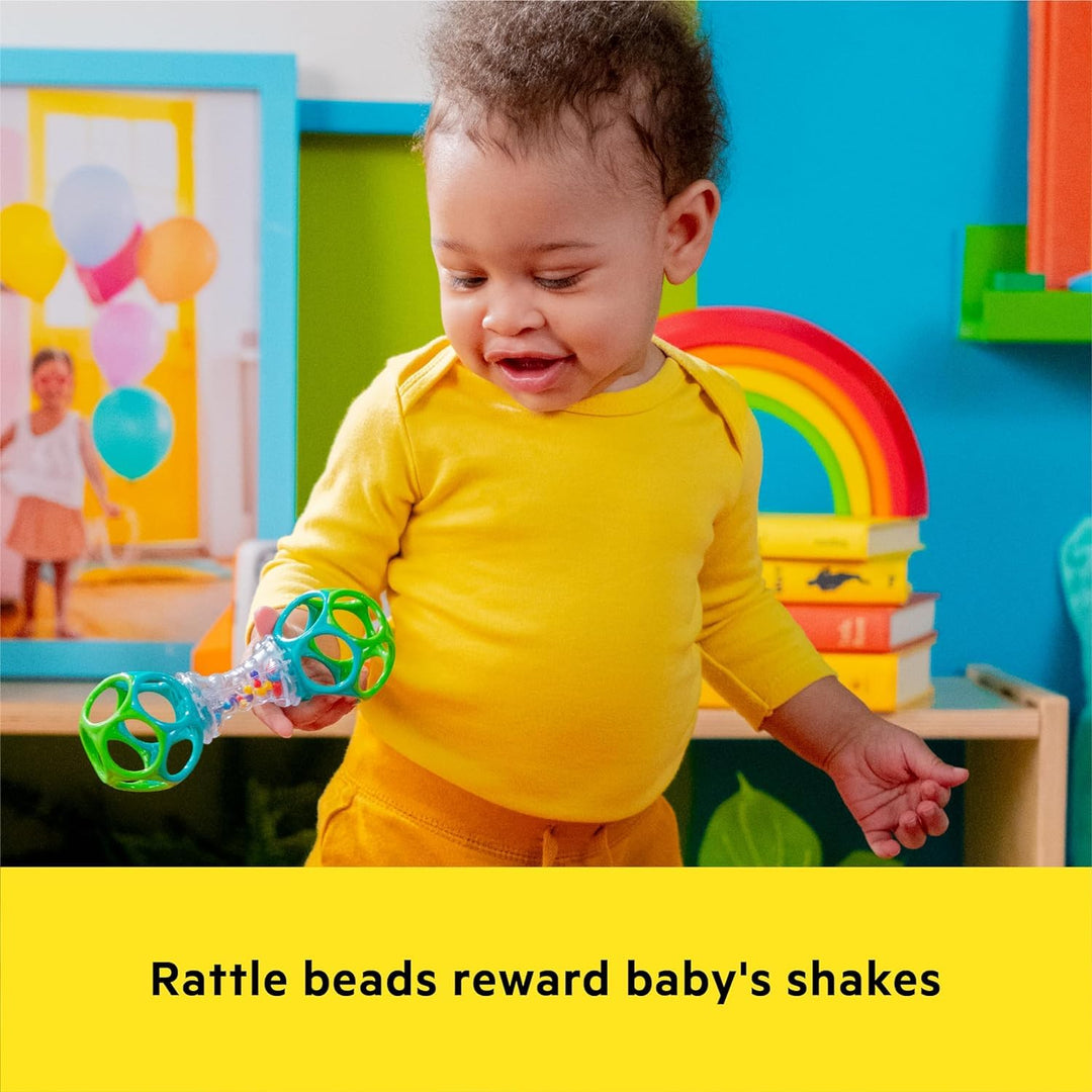 Bright Starts Oball Shaker Rattle Toy - BPA-Free, Easy-Grip Design for Newborns+