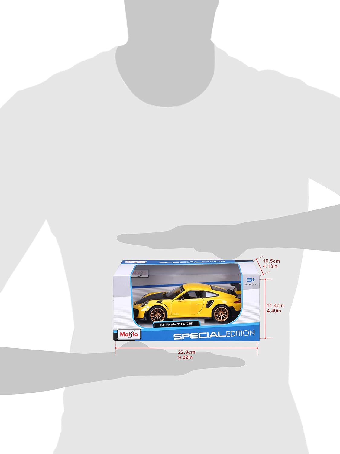 Maisto 1:24 Porsche 911 GT2 RS Diecast Model Car - Yellow and Black