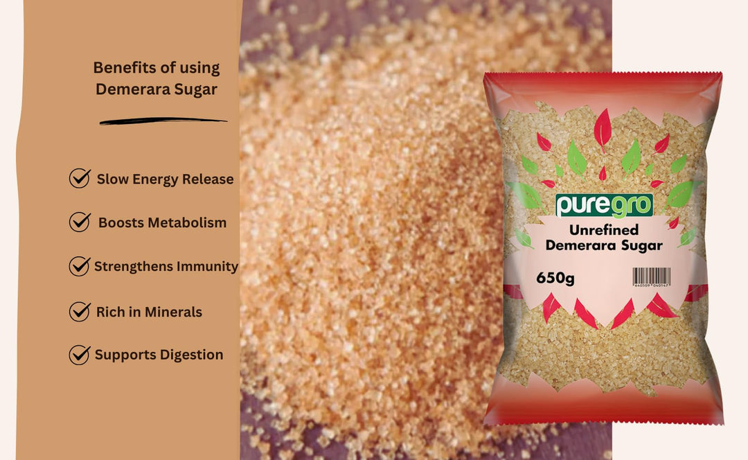 Puregro Demerara Sugar - Premium Golden Cane Sugar for Baking & Beverages