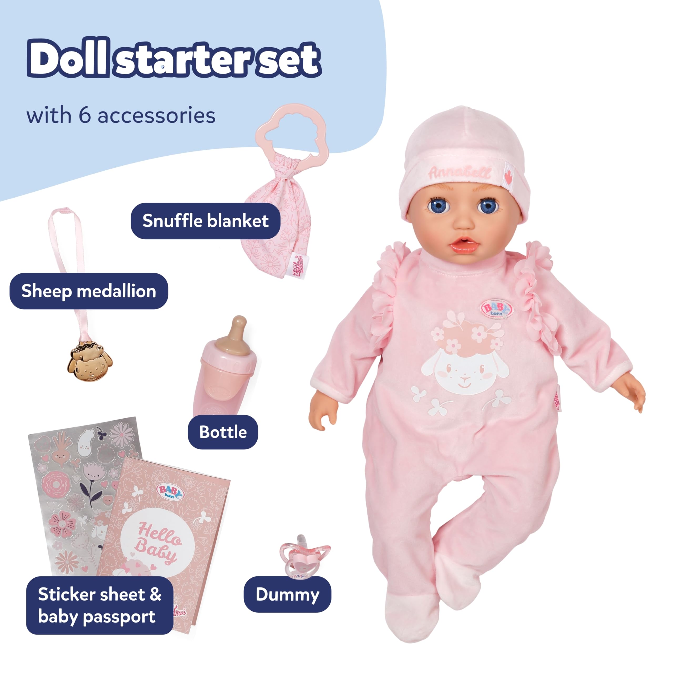 BABY born Annabell Soft Doll - 43cm, Interactive, Rosa | Ages 3+ 2
