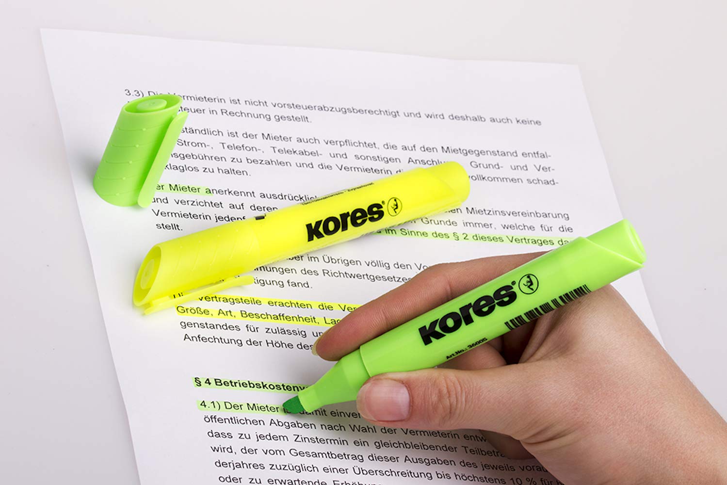 Kores High Liner Plus Highlighter - Yellow Fluorescent, Chisel Tip (Pack of 1) 3
