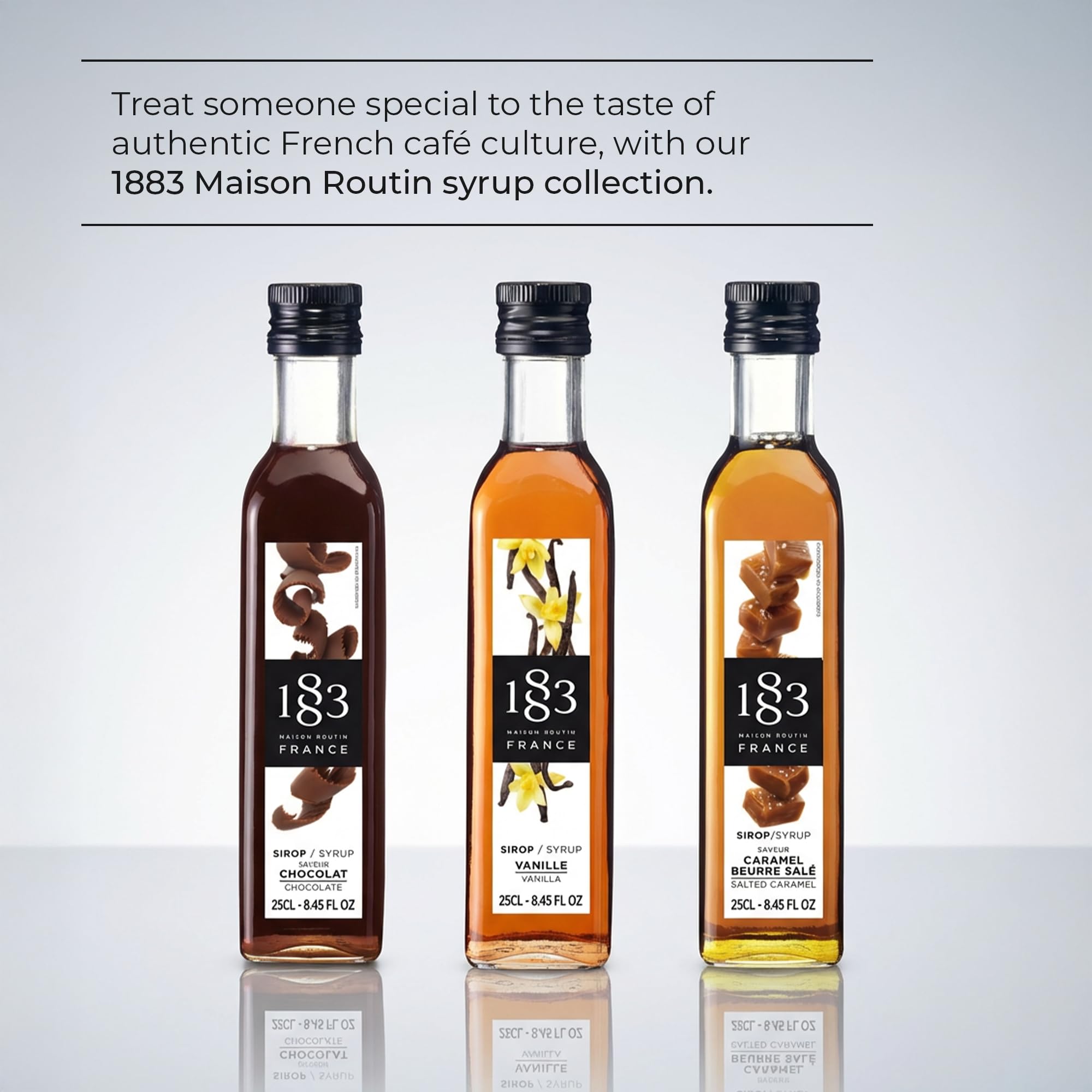 1883 MAISON ROUTIN Premium Syrup Gift Set - Chocolate, Vanilla & Salted Caramel | 750 ml 2