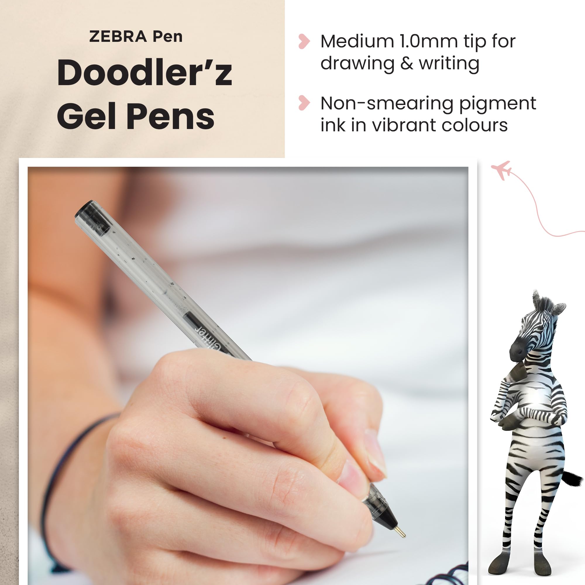 Zebra Pen Doodlerz Gel Stick Pen - 1.0mm Bold Point, Black Ink, 5-Pack 5
