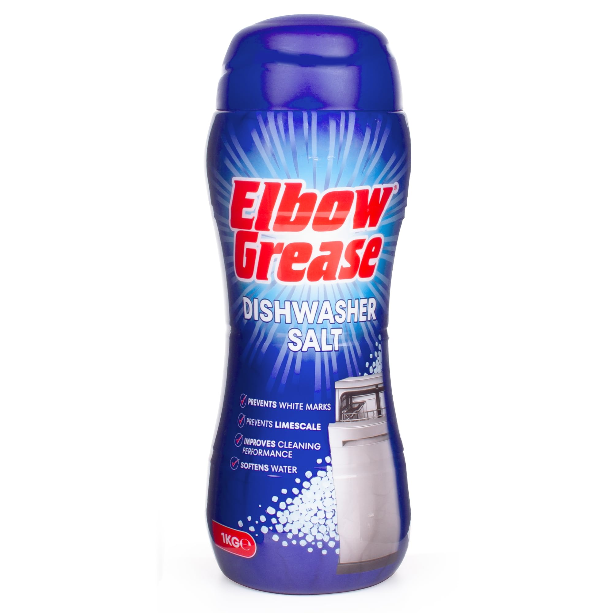 Elbow Grease Dishwasher Salt - 1kg Tub | Prevents Limescale & White Marks | For All Dishwashers 1