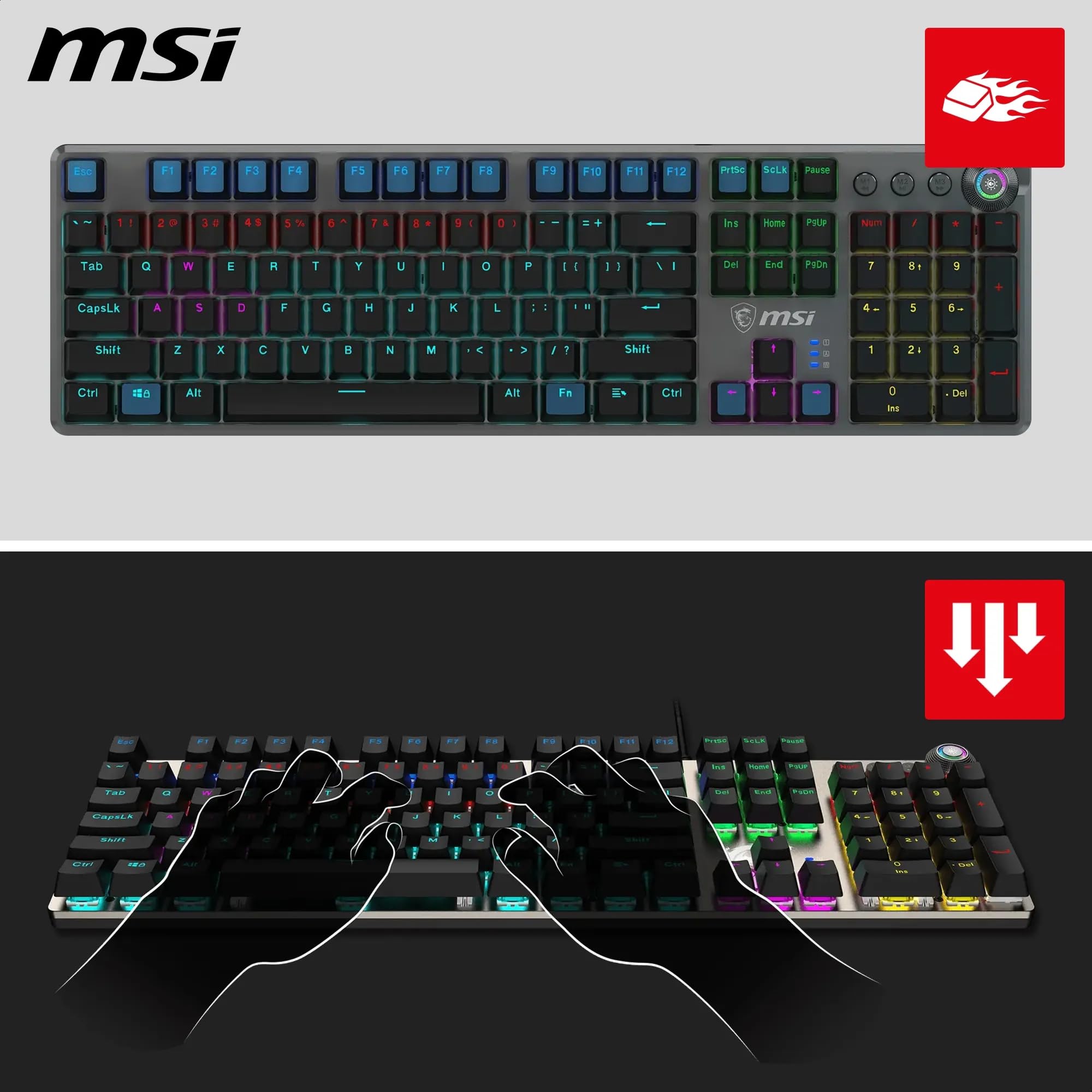 MSI FORGE GK310 Mechanical Gaming Keyboard - Red Switches | Hot-Swappable | RGB Backlighting 5