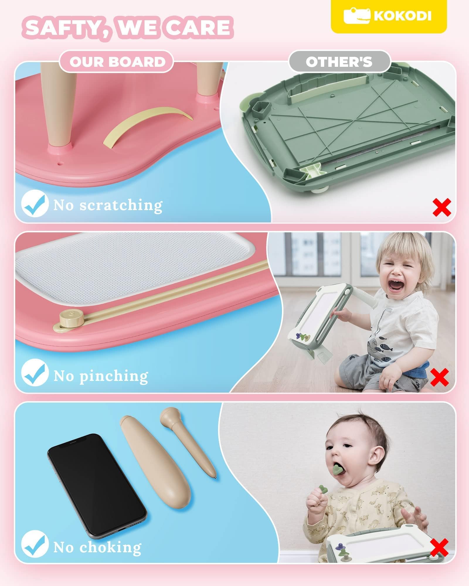 KOKODI Magnetic Drawing Board - 4 Color Zones | Adjustable Legs | Ages 1-3 3