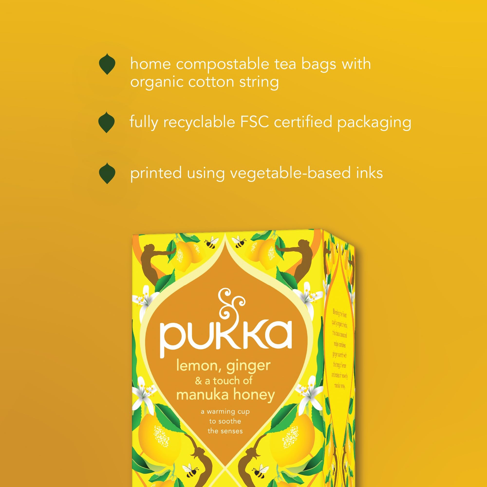 Pukka Herbs Organic Lemon, Ginger & Manuka Honey Herbal Tea - 80 Biodegradable Bags (4 Packs) | Immunity Support | Caffeine Free 8