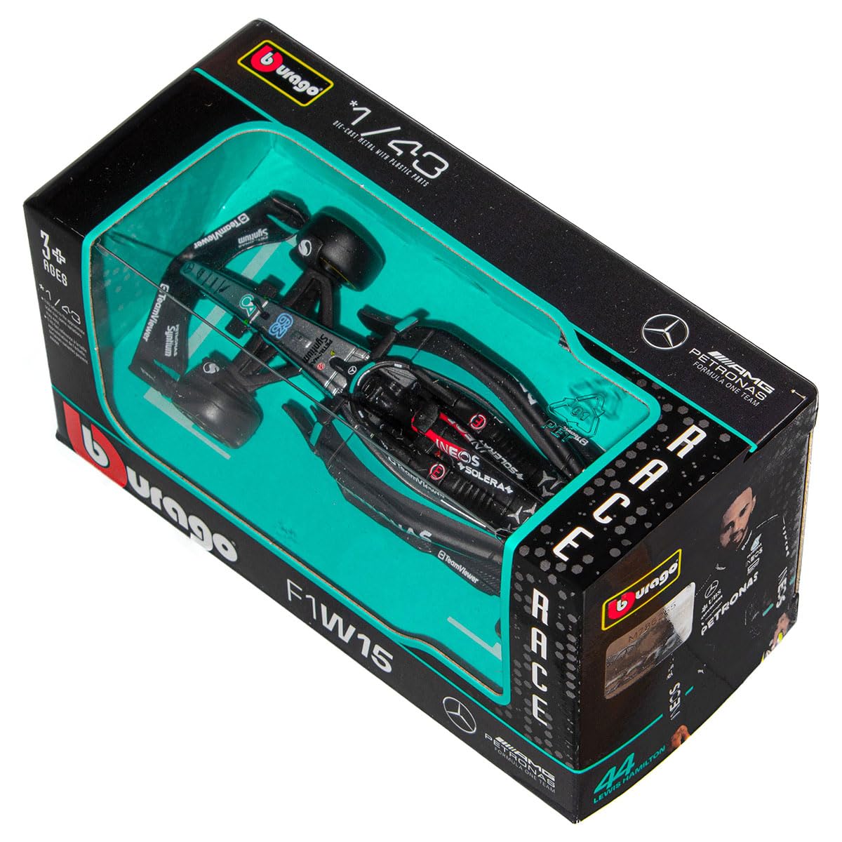 Bburago 1:43 Scale 2024 Mercedes AMG W15 F1 Car - Russell | Diecast Metal Replica 2