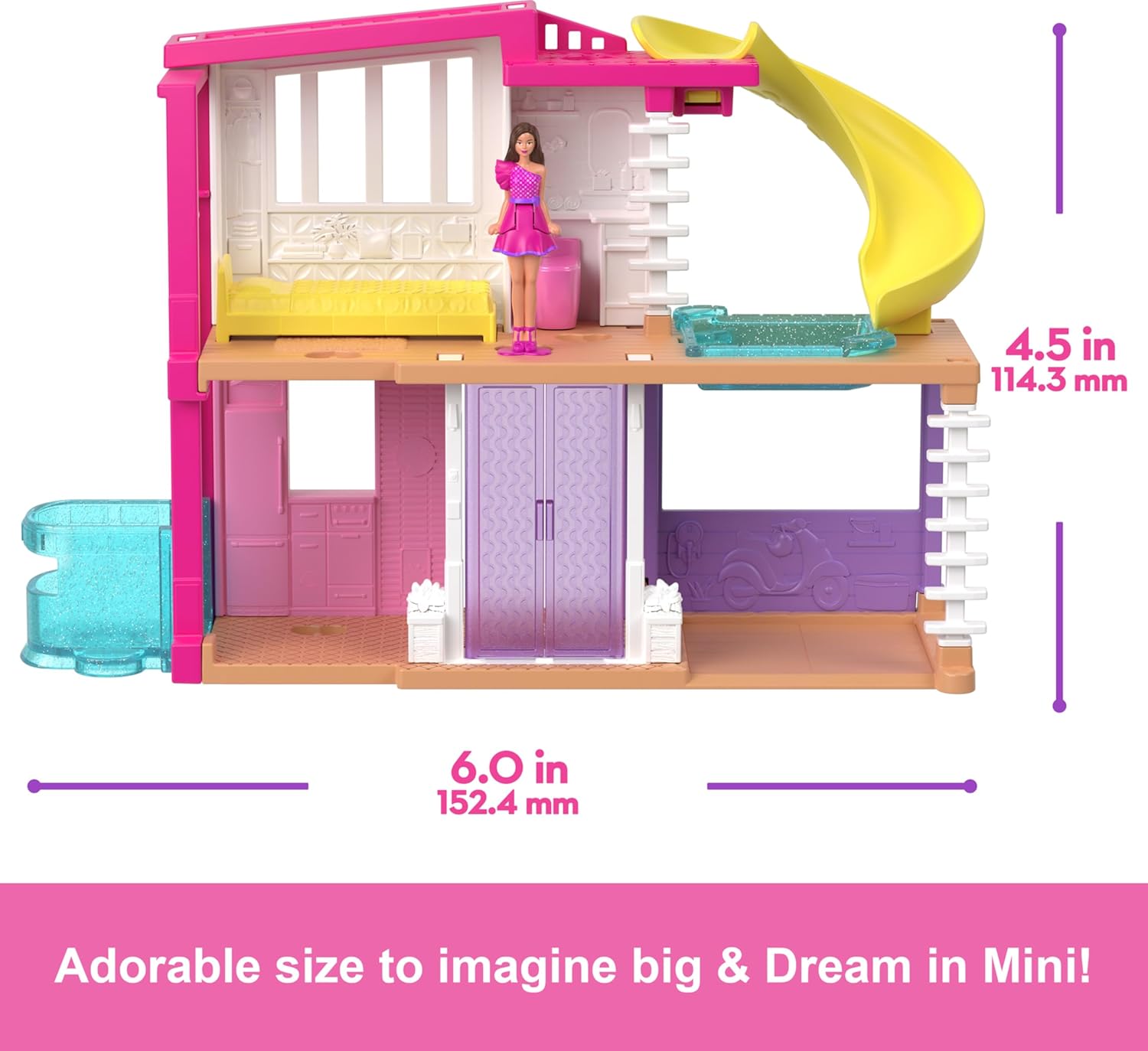 Mini BarbieLand Doll House Playset with 1.5-inch Doll - Barbie Dreamhouse HYF47 2