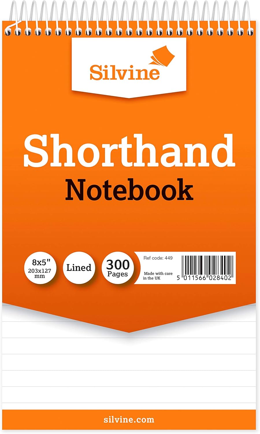Silvine 8x5" Reporter's Spiral Shorthand Notebook with 300 Pages (Pack of 5)