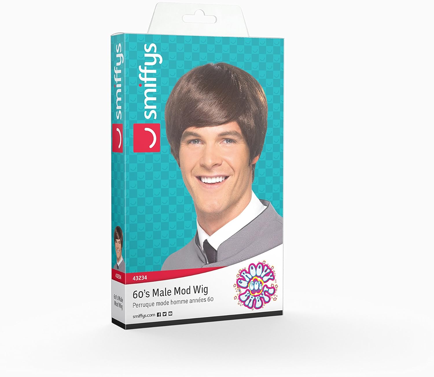 Smiffys 60's Male Mod Short Wig - Brown 2