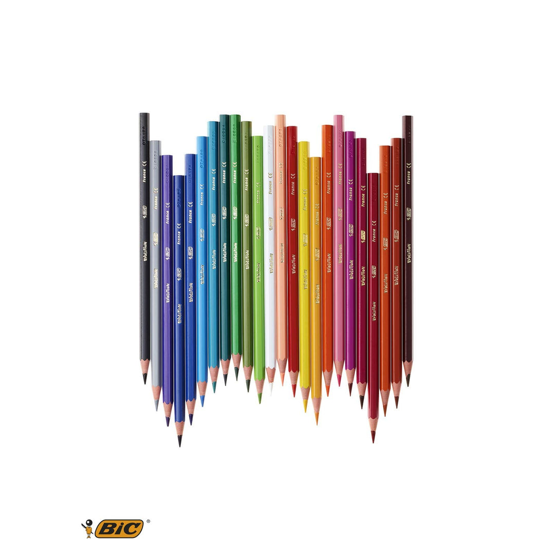 BIC Kids Evolution ECOlutions Colouring Pencils - 24 Assorted Colors, 60-Pencil Tin