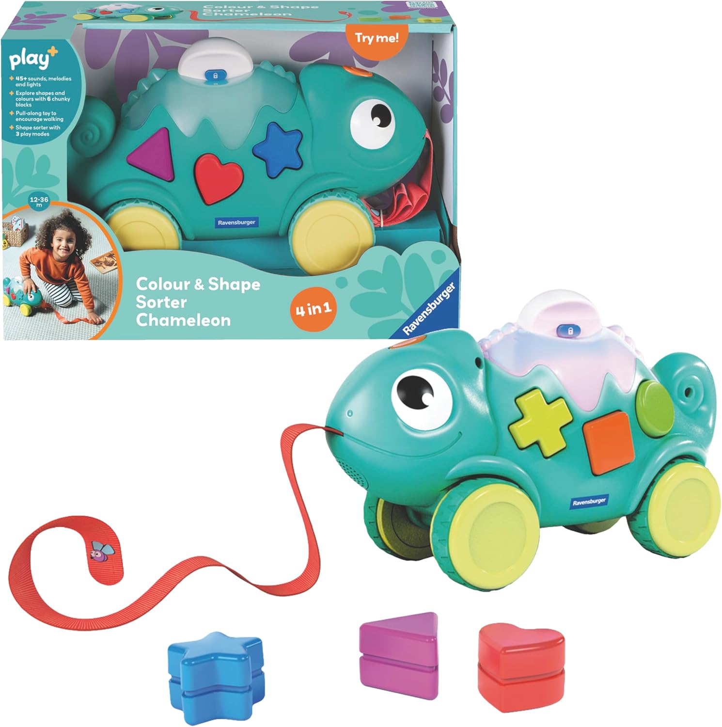 Ravensburger Play+ 4-in-1 Chameleon Colour & Shape Sorter Toy for 1 Year Old 1