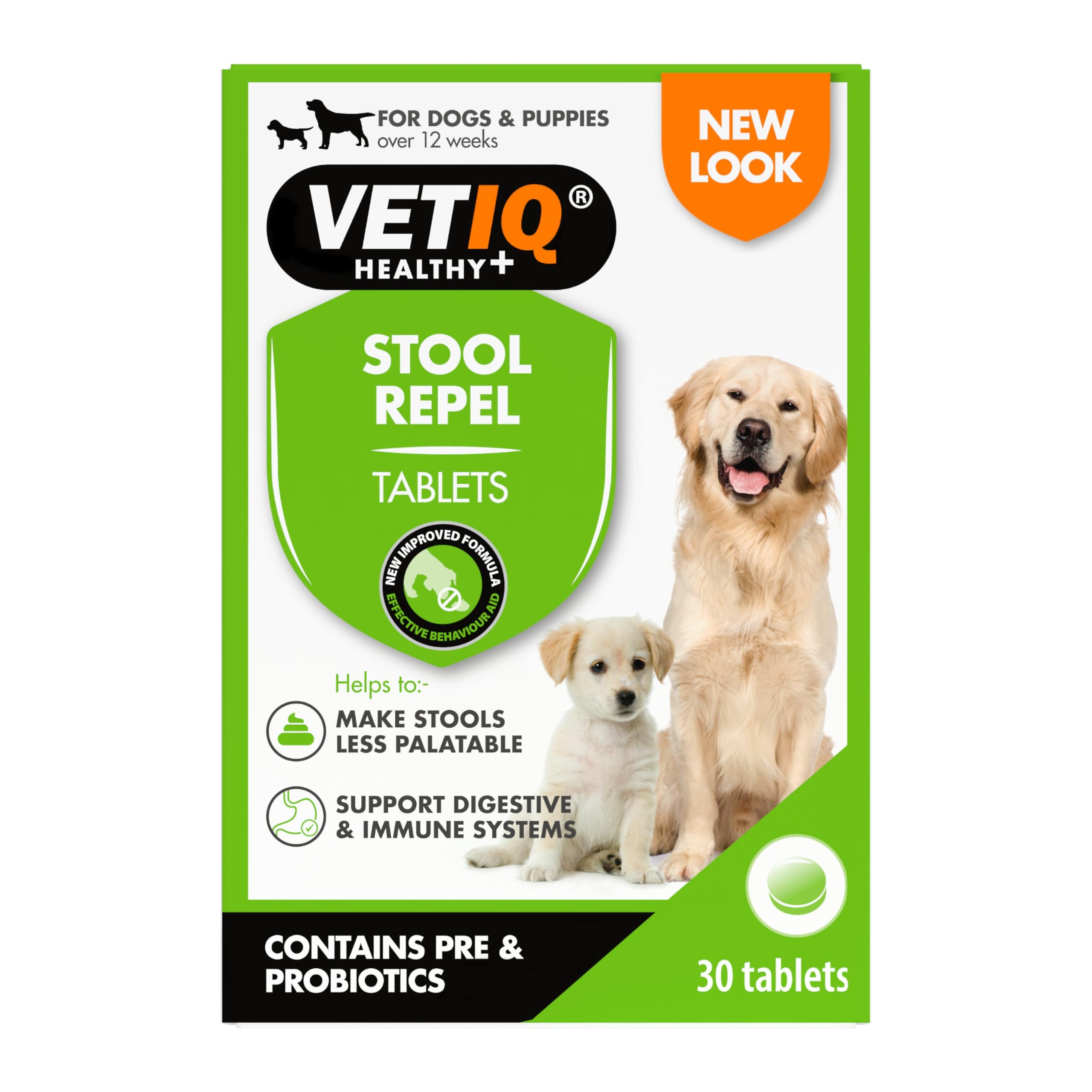 VETIQ Stool Repel Tablets - Coprophagia Deterrent for Puppies & Adult Dogs | 30 Chewable Tablets