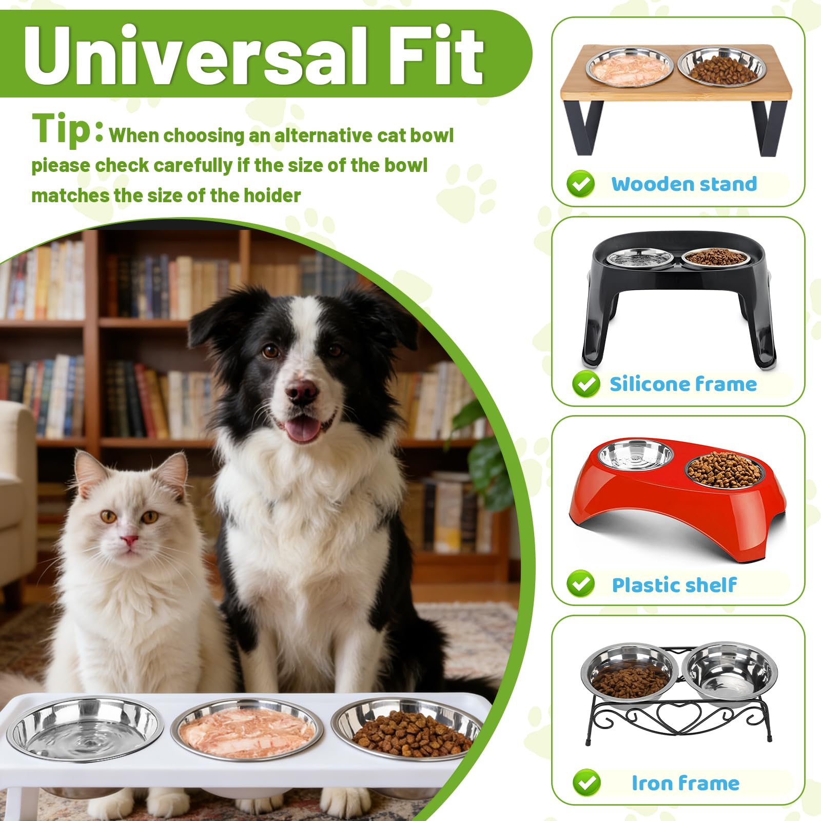 MOXYOY 3-Piece Stainless Steel Cat Food Bowls | 5.5-inch Diameter | Whisker Friendly 5
