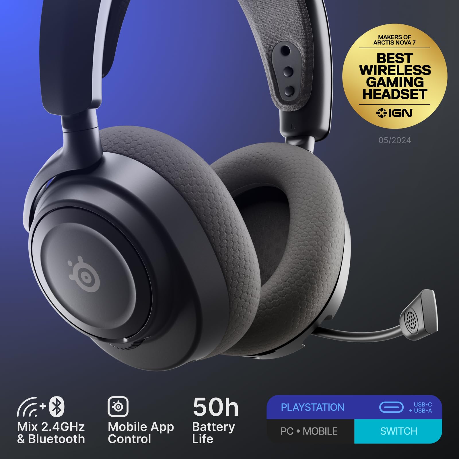 SteelSeries Arctis Nova 7P Wireless Gen 2 - PS5 Gaming Headset with 2.