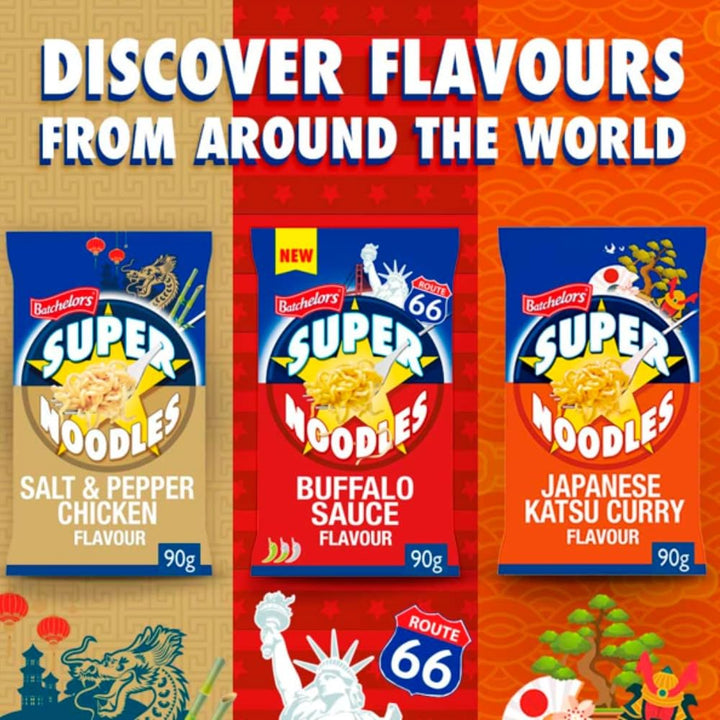 Batchelors Super Noodles American Buffalo Sauce Flavour, Instant Snack, 90g