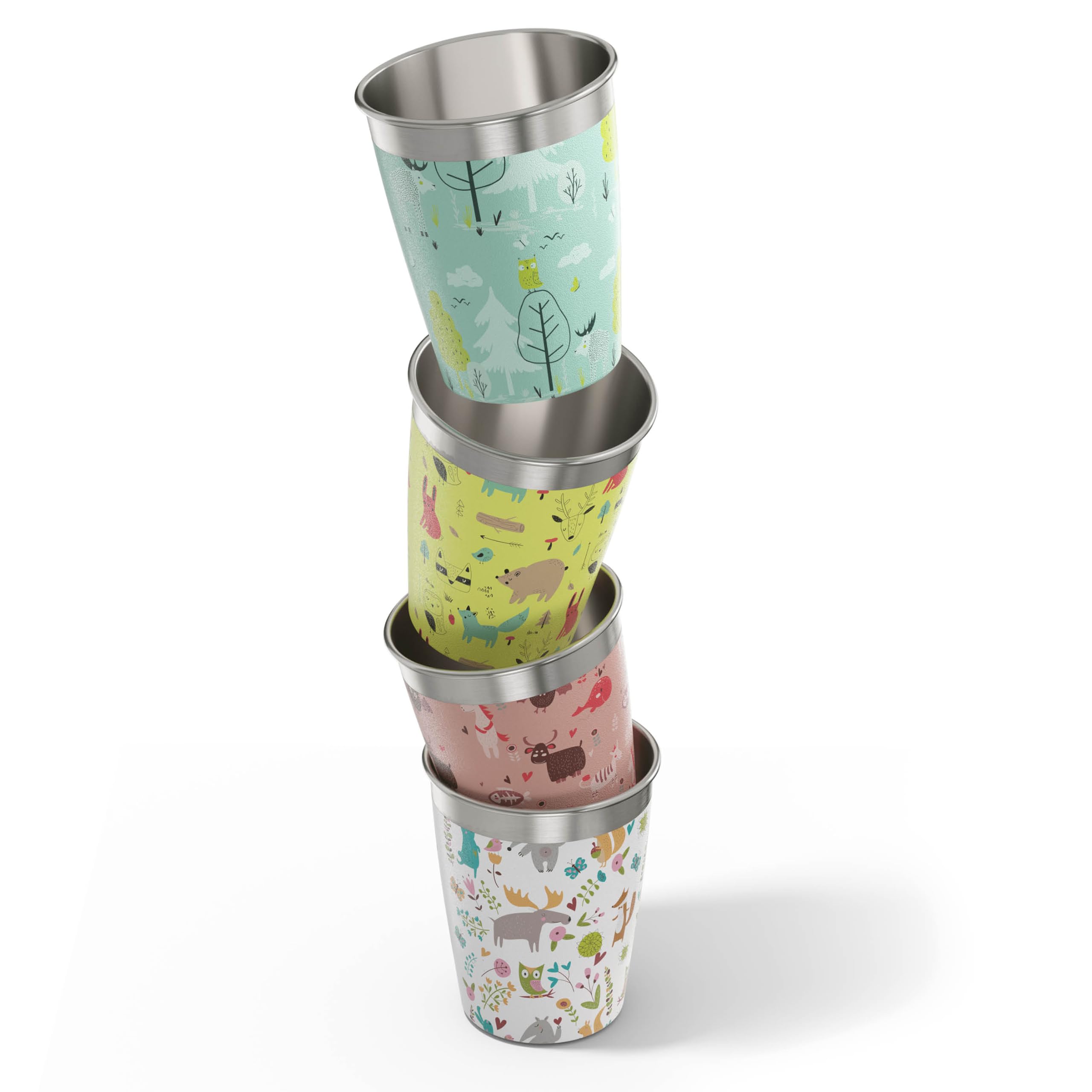 Sigg Kids Stainless Steel Cup Set - 4-Pack with Colorful Designs for Home & On-the-Go 10