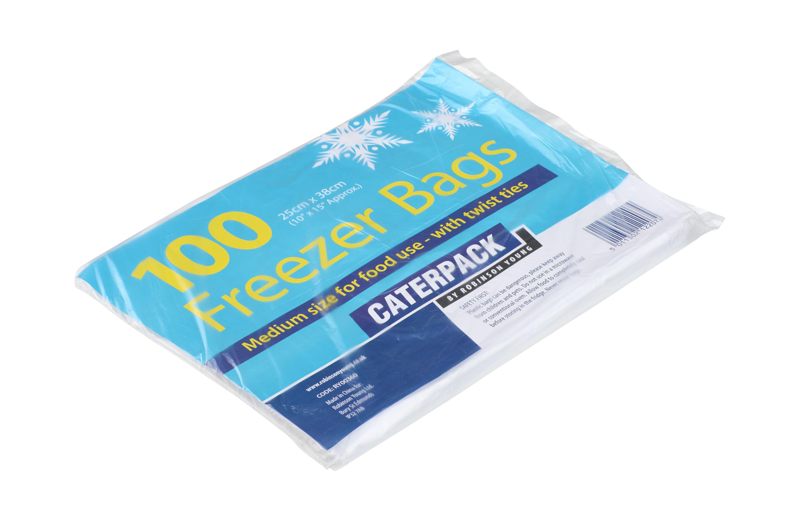 CATERPACK BY ROBINSON YOUNG Freezer Bags - 100 Pack Medium Food Storage with Twist Ties | 25cm x 38cm 1