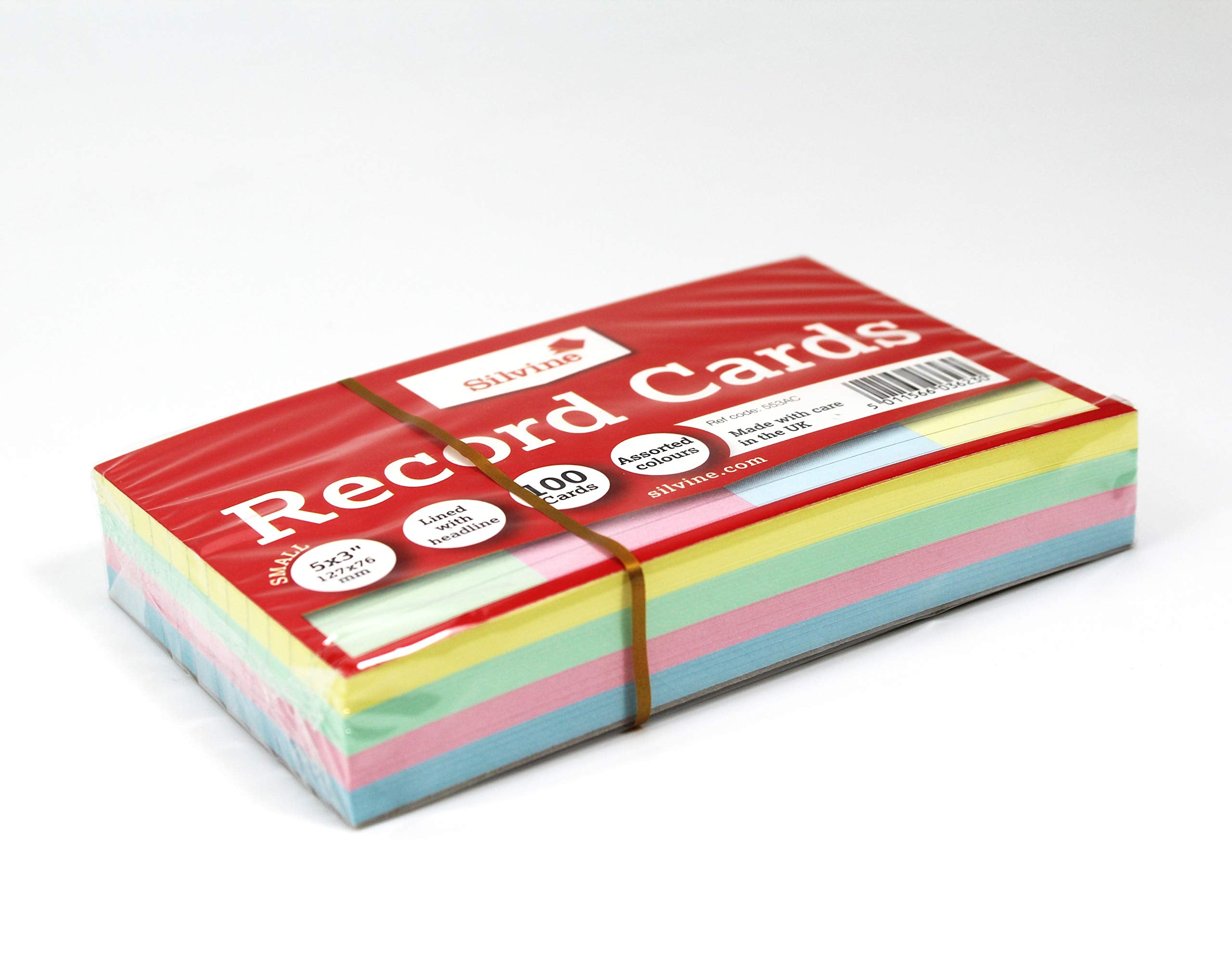 Silvine 5x3" Lined Multi-coloured Index Cards - 100 Pack (127 x 76mm) Ref 553AC 2