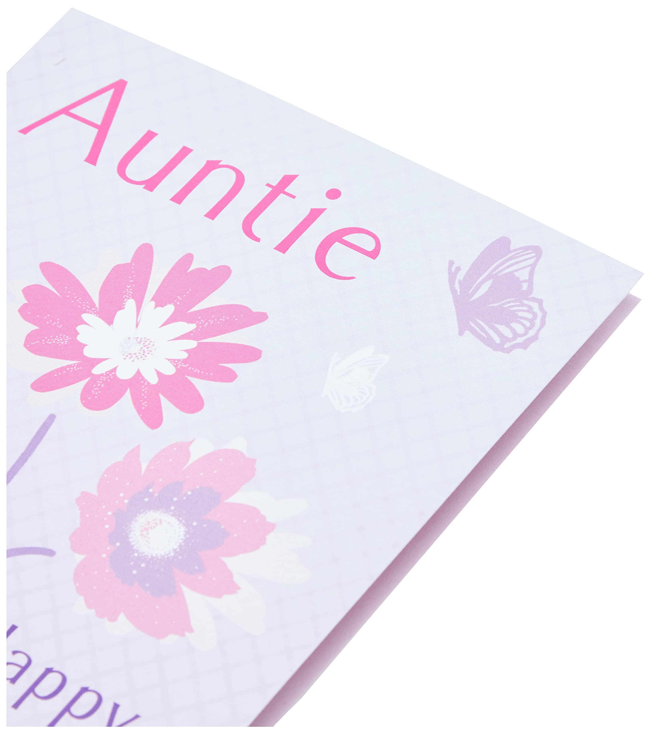 Piccadilly Greetings Traditional Birthday Card for Auntie - 7 x 5 Inches, Purple/Pink/White/Peach