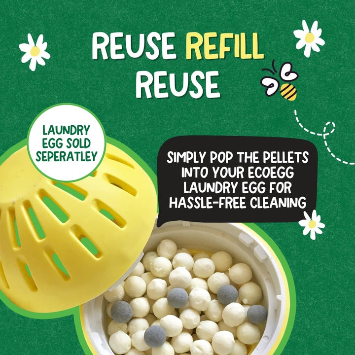 Ecoegg - Laundry Egg Refill Pellets | 50 Washes | Fragrance Free | Non-Bio & No Harsh Chemicals