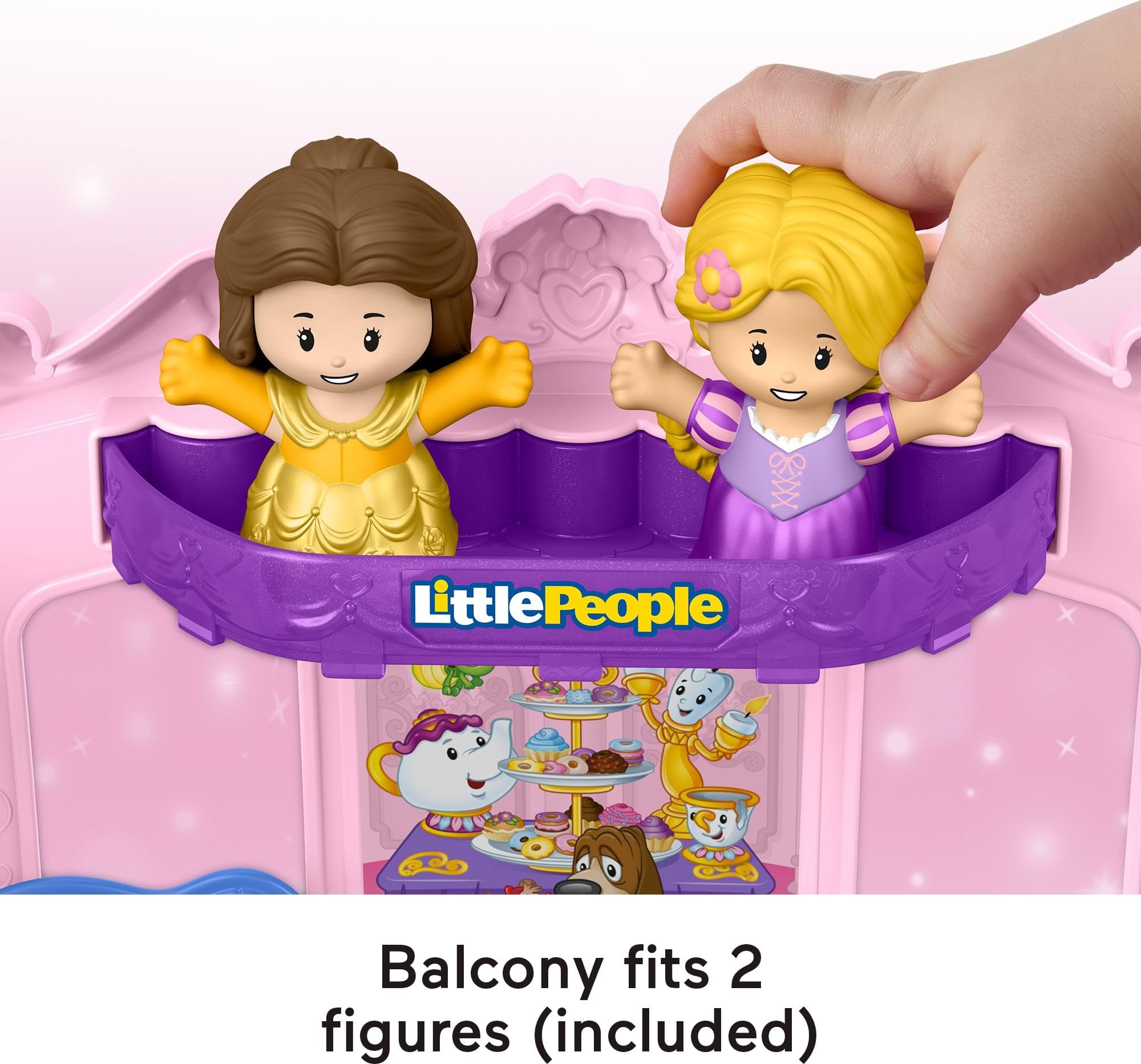 Fisher-Price Little People Disney Princess Pull-Along Musical Playset - Toddler Vehicle with Belle & Rapunzel Figures (Model: JCW72) 2