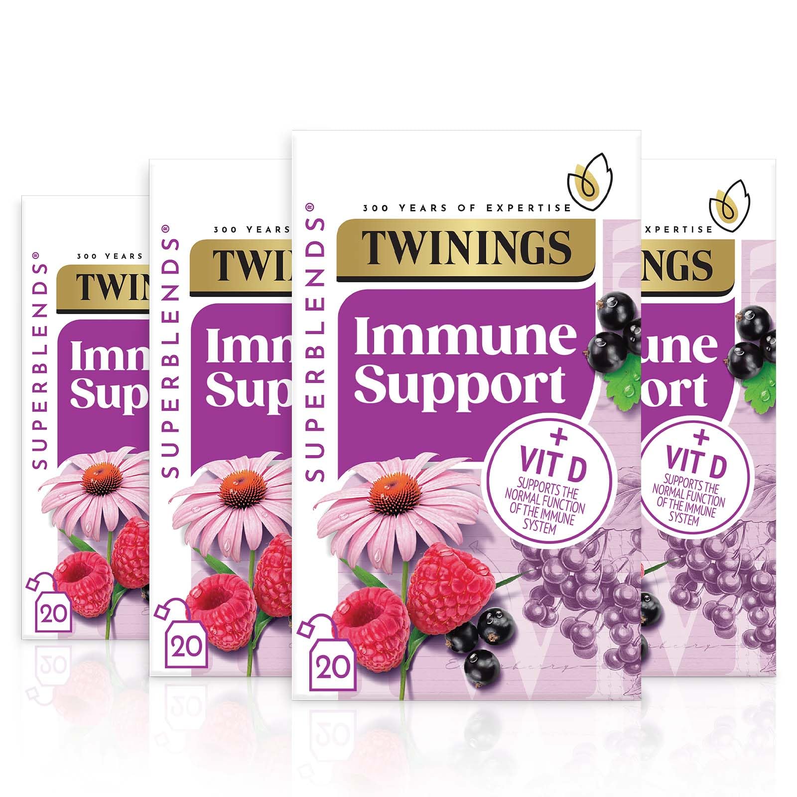 Twinings Superblends Immune Support Herbal Tea - Blackcurrant, Raspberry & Elderberry | 80 Count