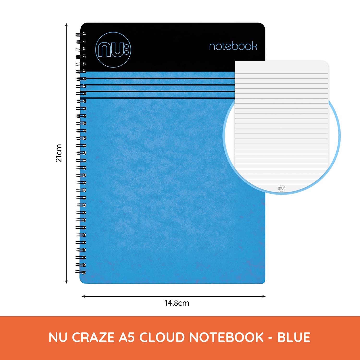 nu: Craze Cloud Range A5 Wirebound Notebook | 110 Pages | 80gsm FSC Paper | Blue 2