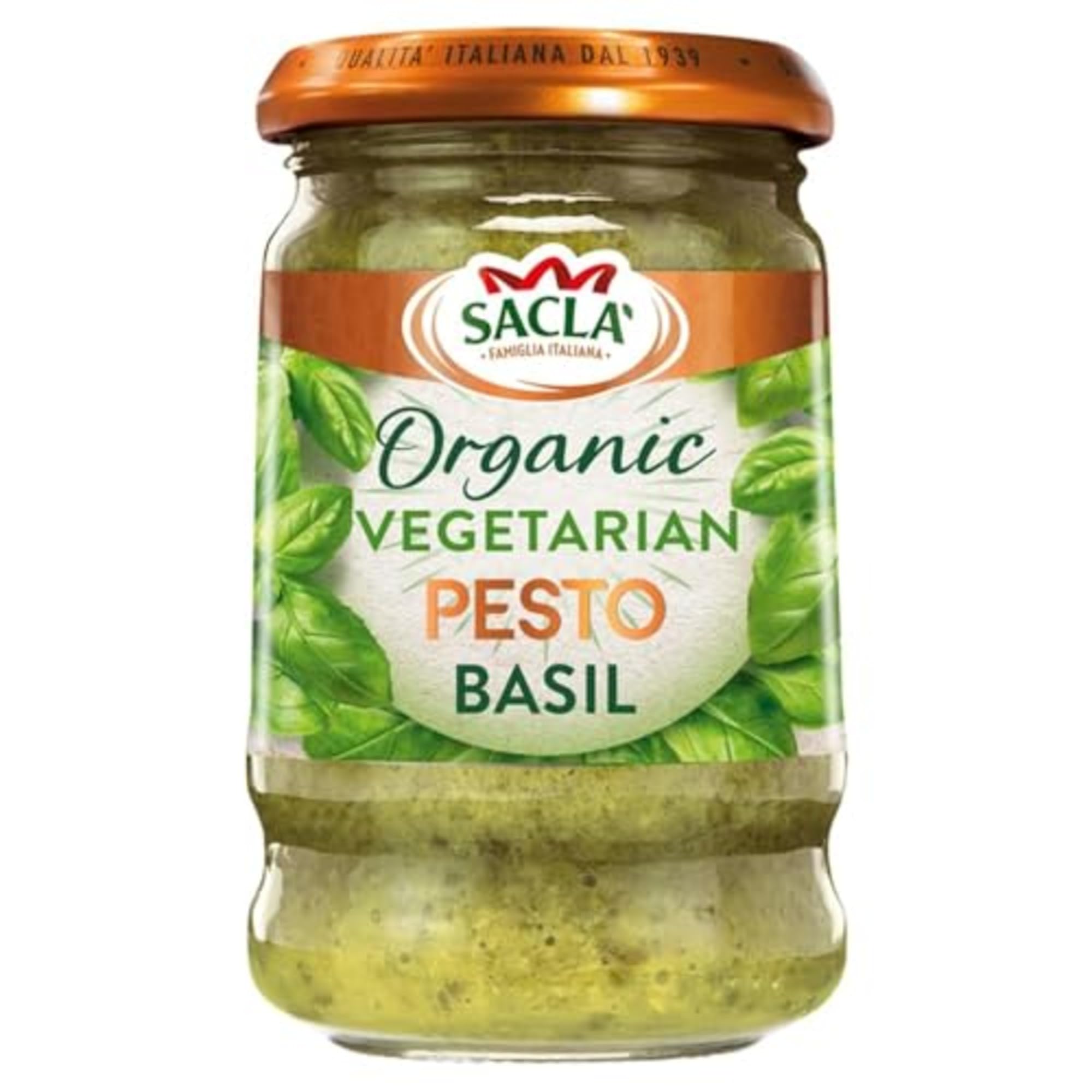 Sacla Organic Vegetarian Basil Pesto Sauce - 190g Jar | Made with Italian Basil & Pine Nuts 1