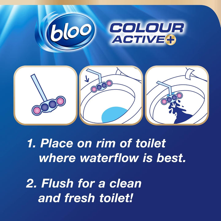 Bloo Colour Active Flower Rim Block, 150 g - Toilet Cleaning with Fresh Scent & Anti-Limescale