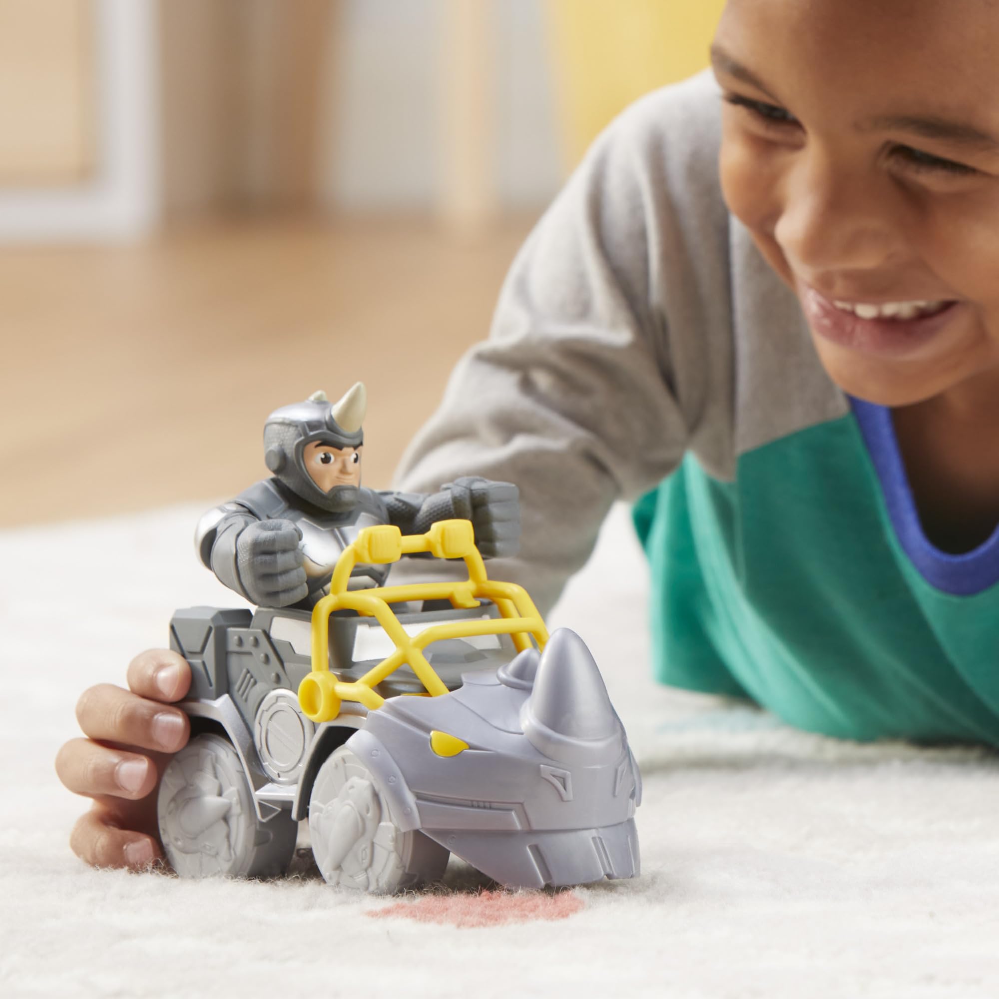 SPIDEY AND HIS AMAZING FRIENDS Rhino Wrecker Toy Set with 4-Inch Poseable Figure | Ages 3+ 5