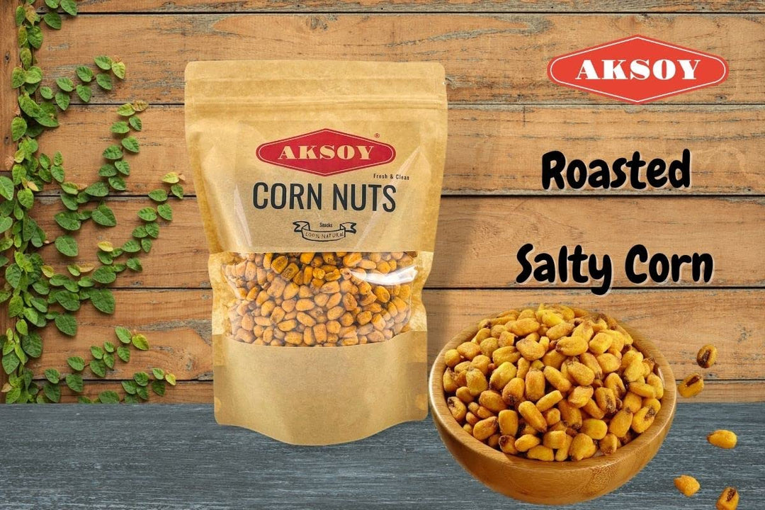Aksoy Natural Craving Salted and Roasted Corn Nuts 500g - Original Toasted, Resealable Bag