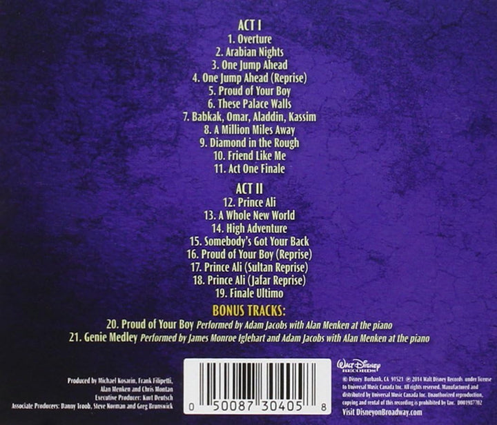 Aladdin (2014 Original Broadway Cast Recording) - Disney Musical Soundtrack CD