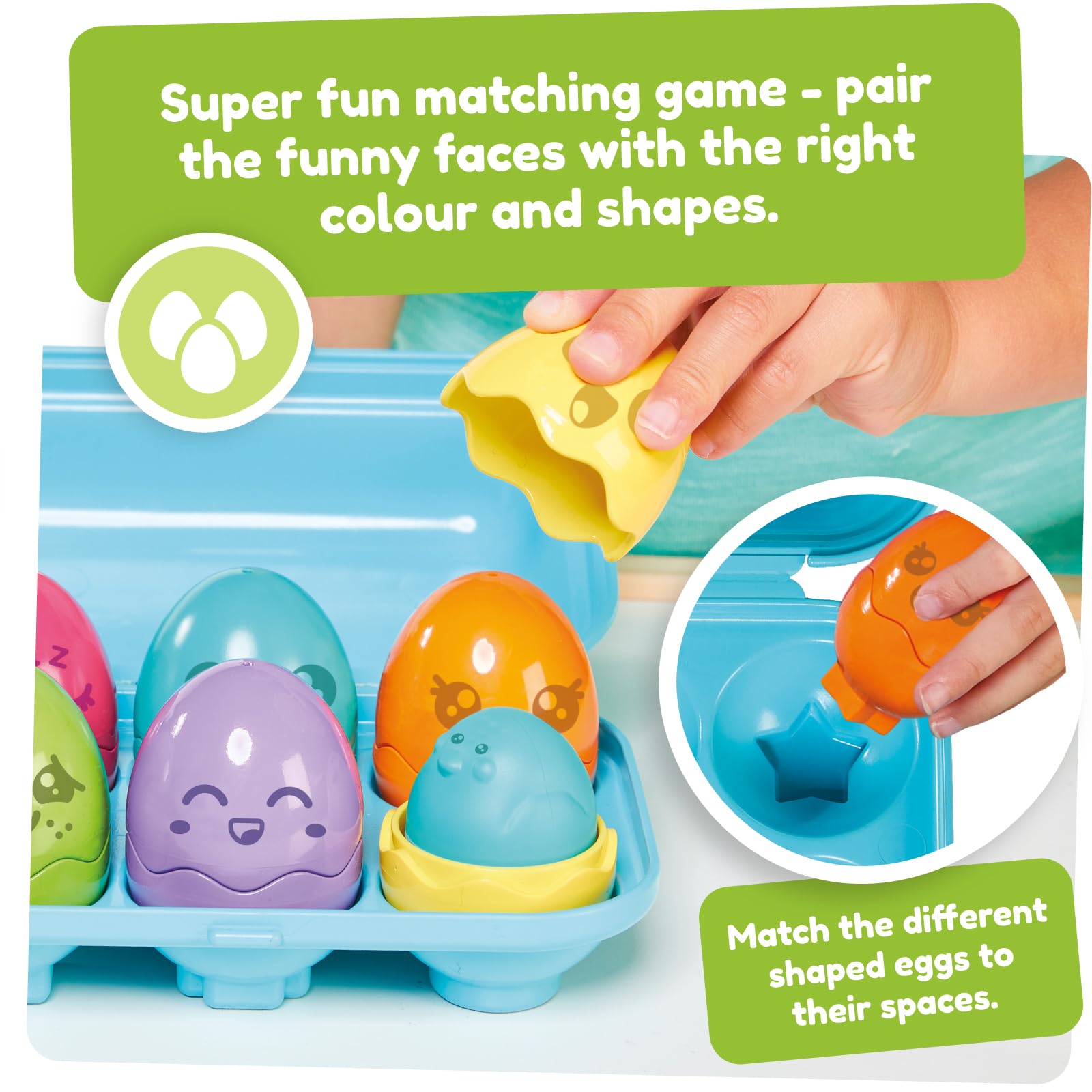 Toomies Hide & Squeak Bright Chicks - 6 Colourful Eggs with Squeak & Rattle | Shape Sorter | Ages 6-36 Months