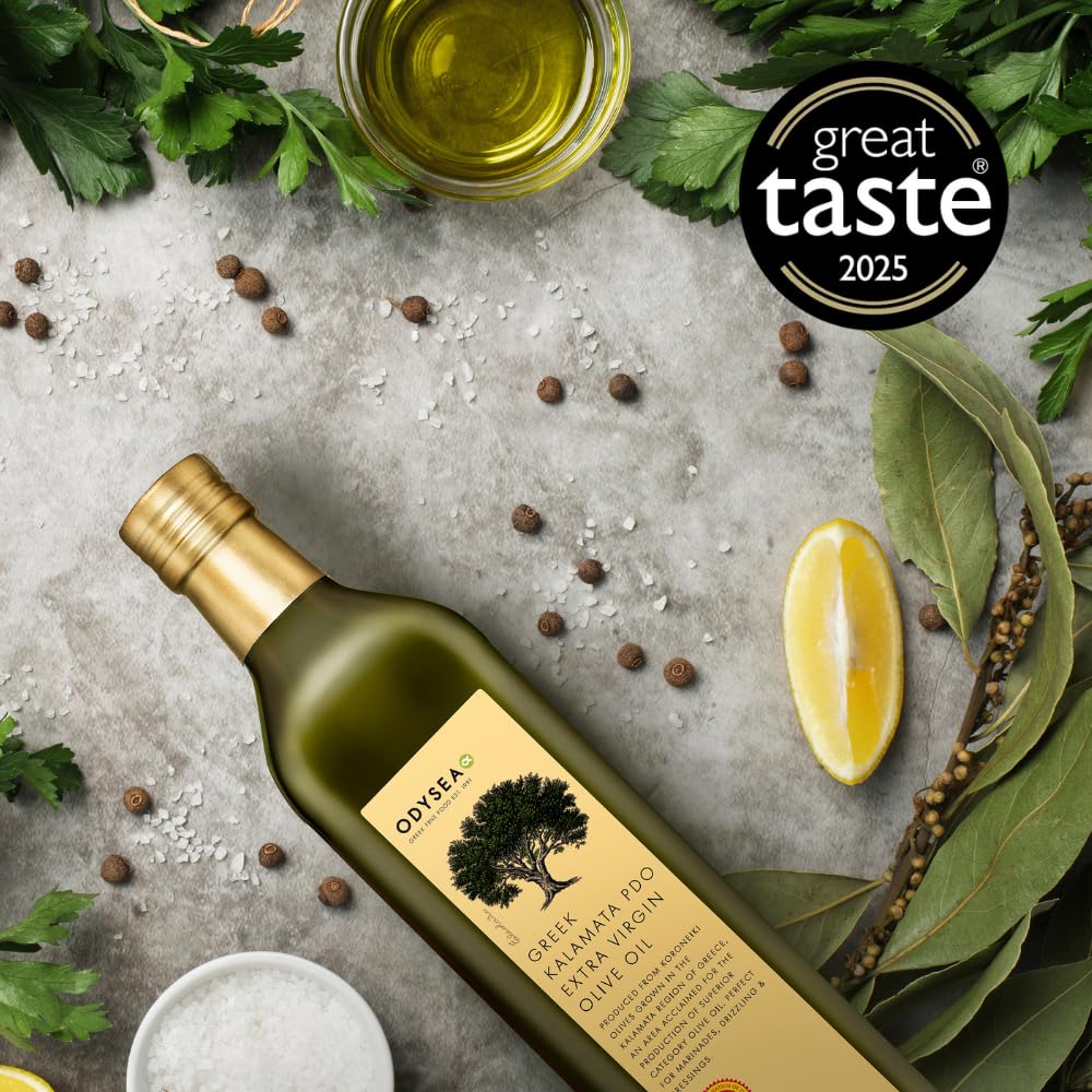 Odysea Greek Kalamata PDO Extra Virgin Olive Oil, 1L Glass Bottle