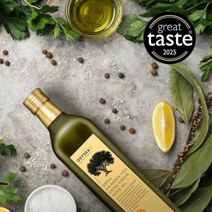 Odysea Greek Kalamata PDO Extra Virgin Olive Oil, 1L Glass Bottle