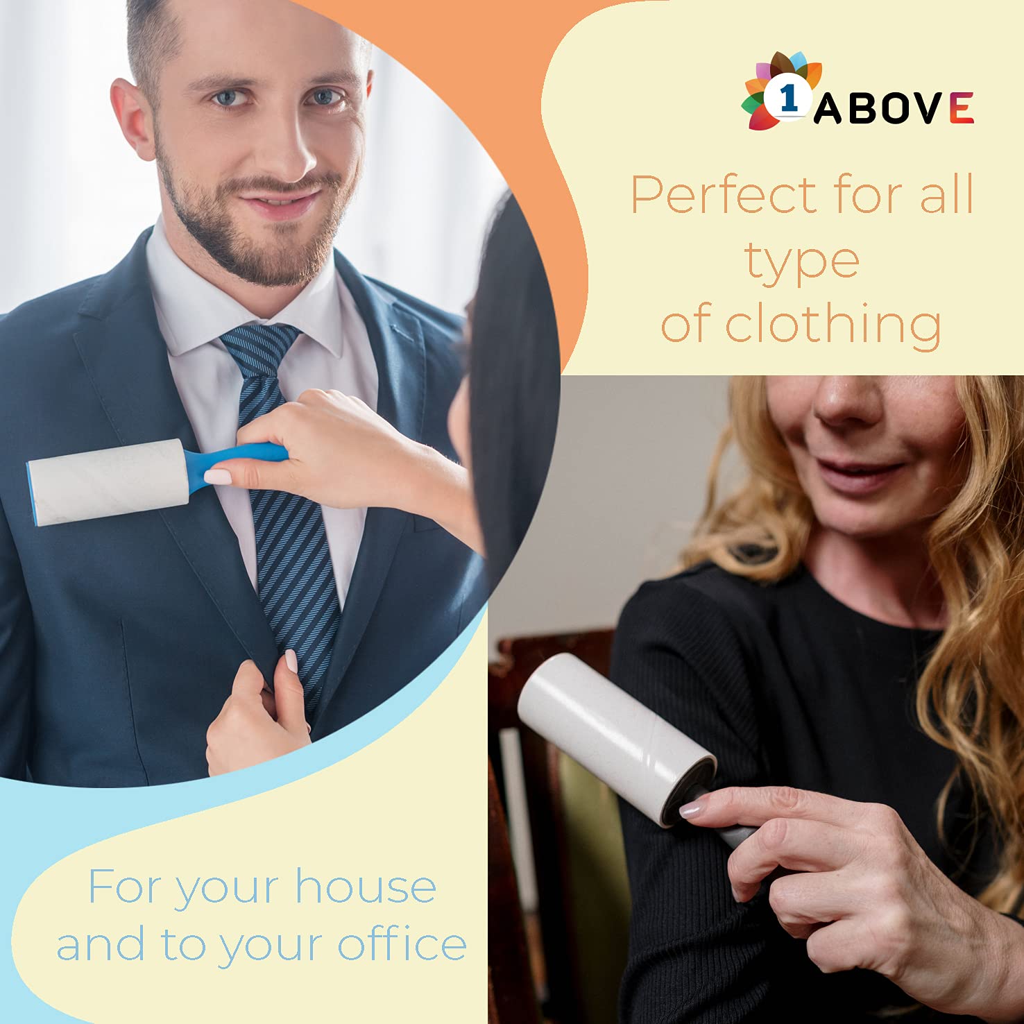 1ABOVE Lint Roller - 300 Total Sticky Sheets | Ergonomic Handle | White & Blue 6
