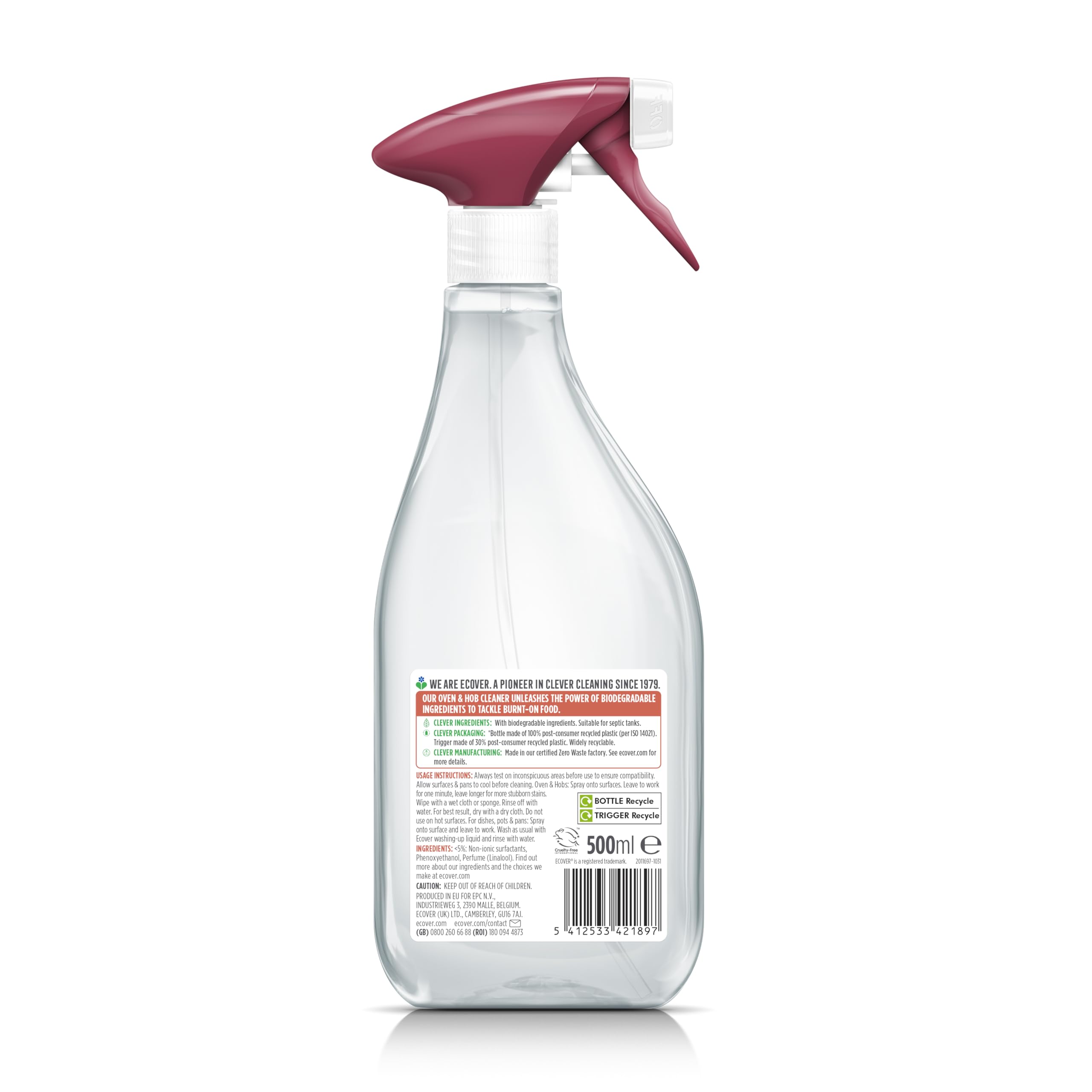 Ecover Oven & Hob Cleaner Spray - Cuts Grease & Burnt Food | 500 ml Jasmine Scent 2