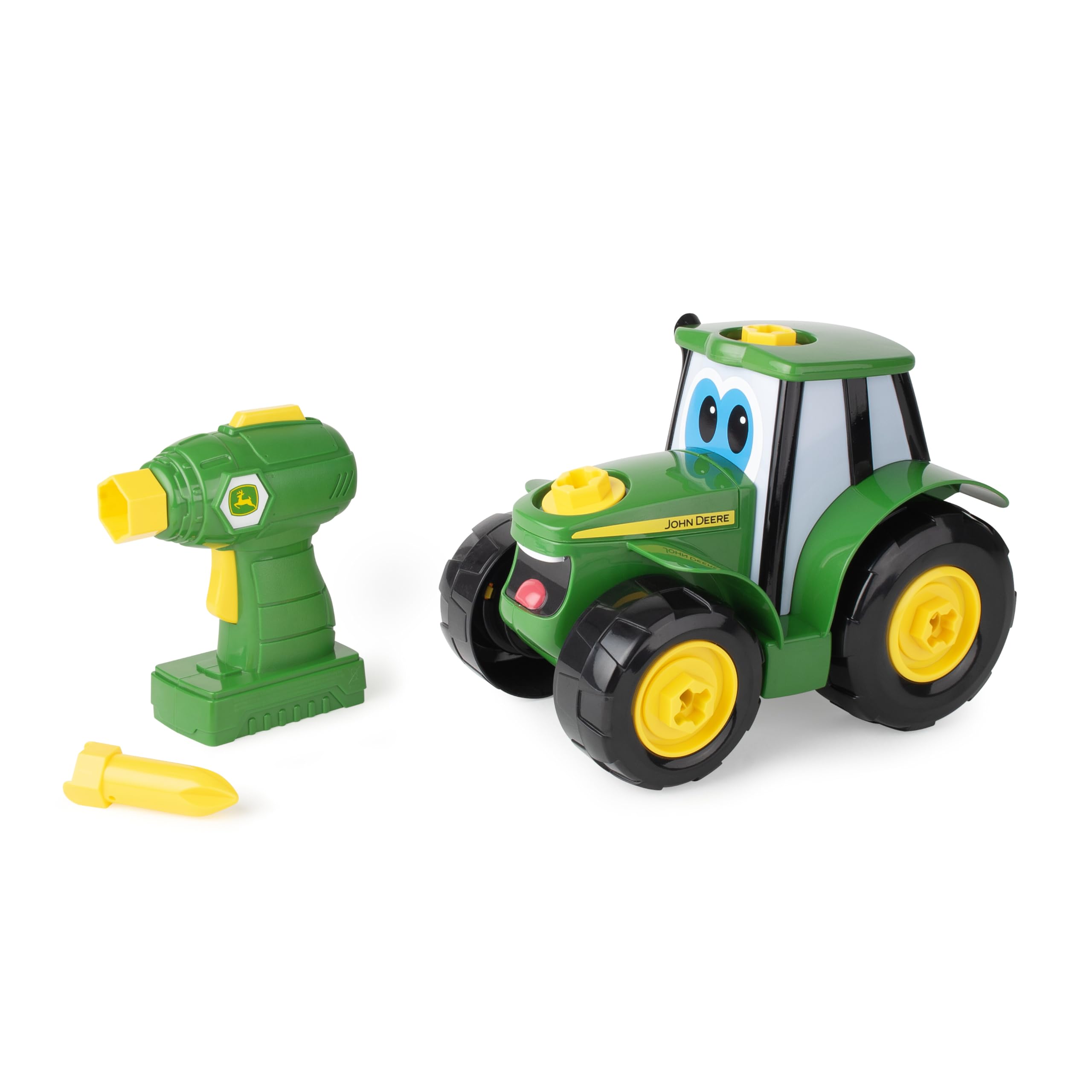 BUILD-A-BUDDY John Deere Build A Johnny Tractor - 16 Piece Building Toy | Motorised Drill | Ages 18 Months+
