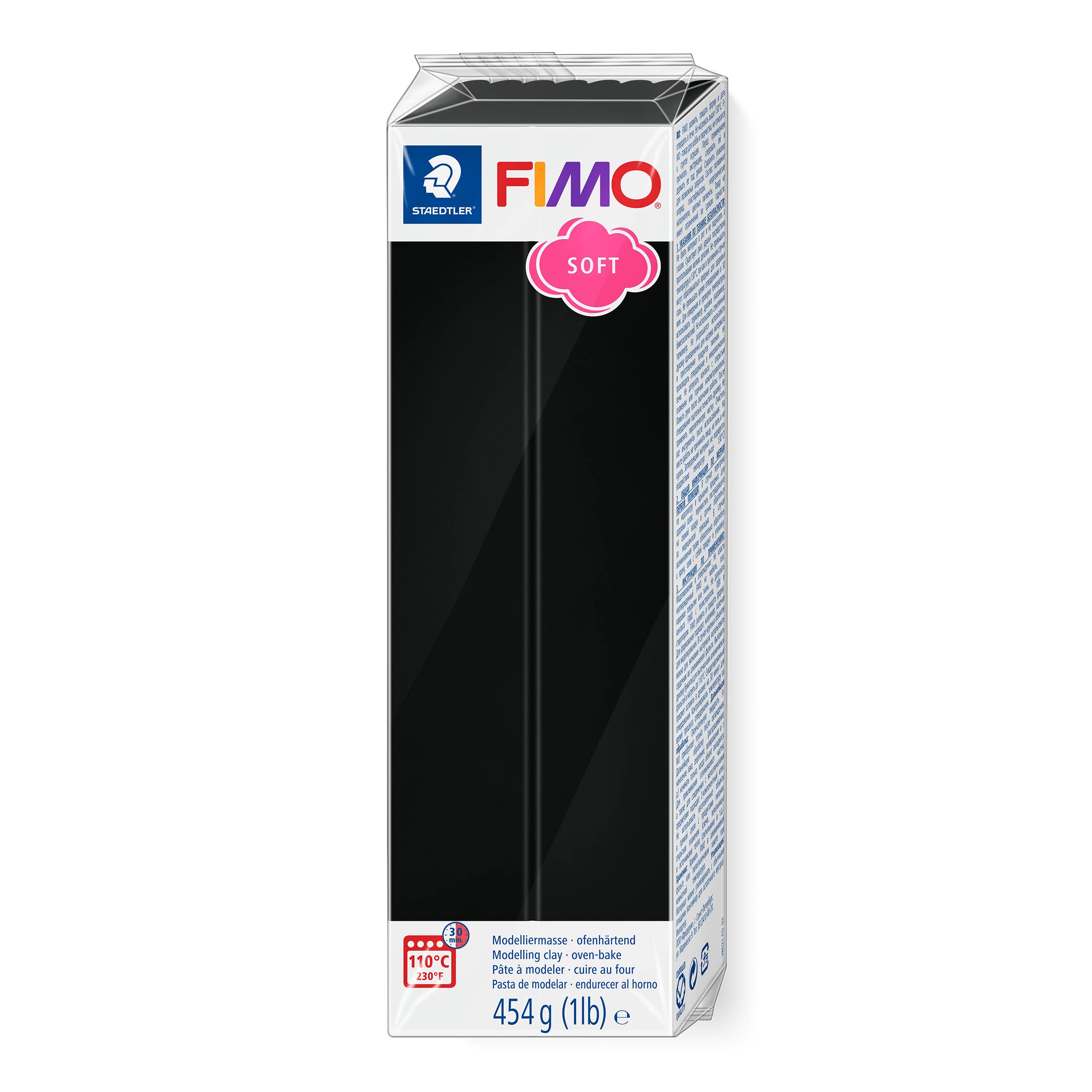 STAEDTLER FIMO Soft Oven-Hardening Polymer Modelling Clay - Black 454g Block 1