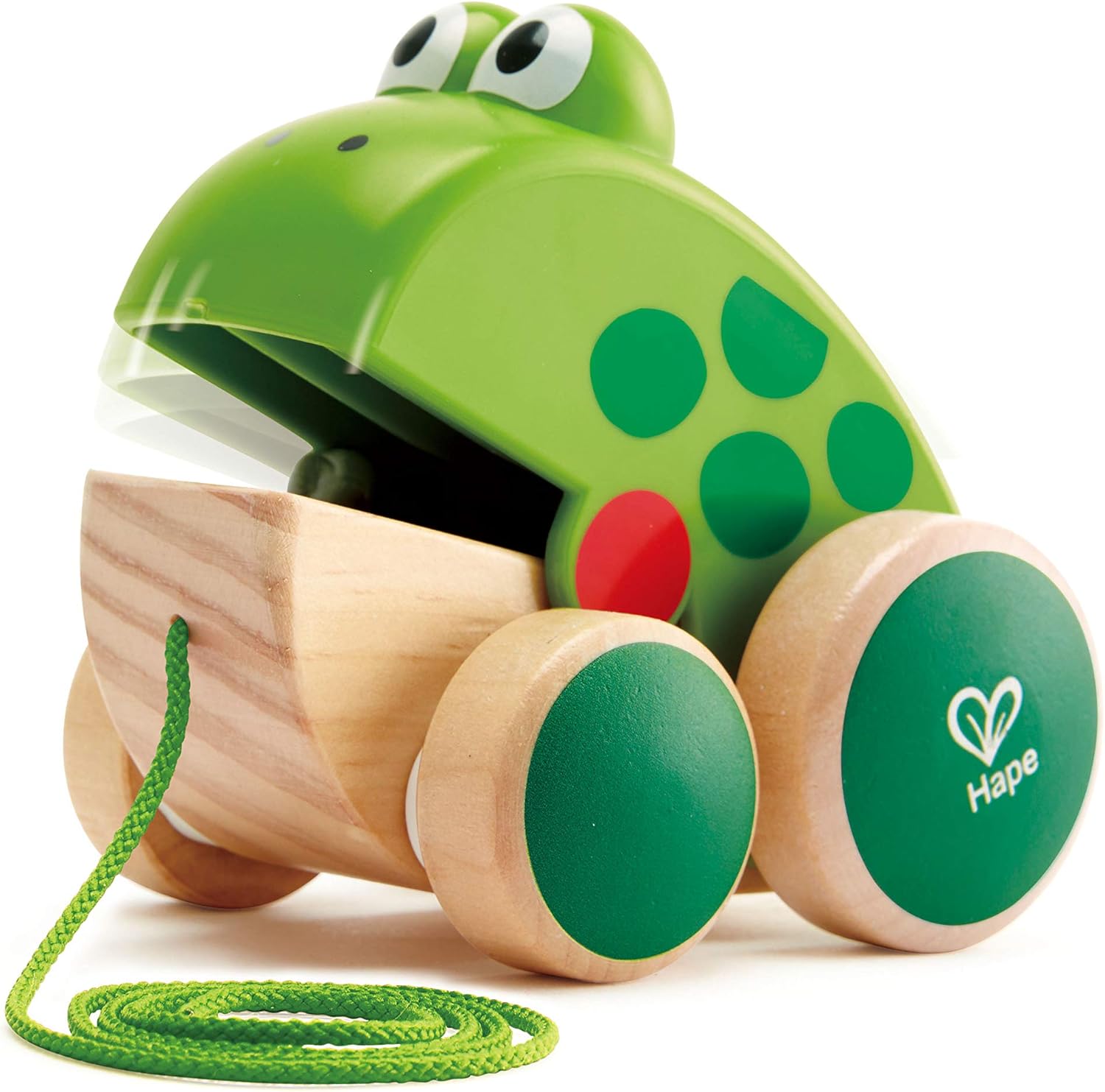Hape - Frog Pull Along Wooden Fly-Eating Toddler Toy, Multicoloured 1