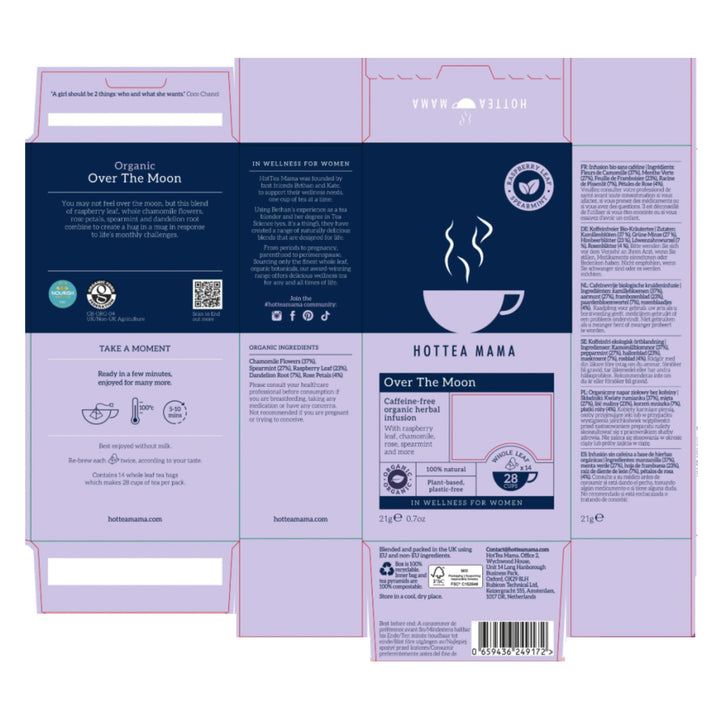 HOTTEA MAMA Over The Moon Organic Period Support Herbal Tea - Cramp Relief & Hormone Balance